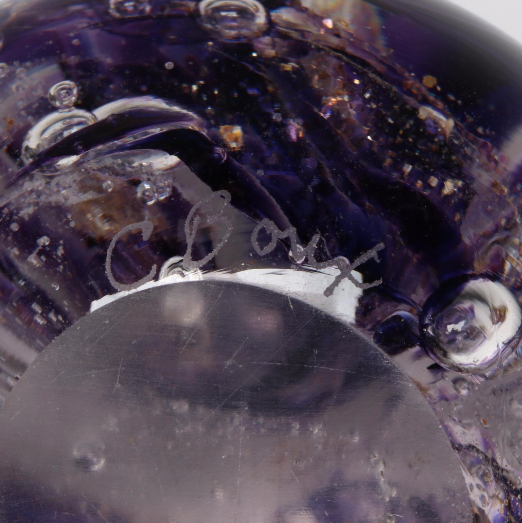 Bohemian Quatrefoil Enameled Amethyst Glass with Other Stemware and Decor