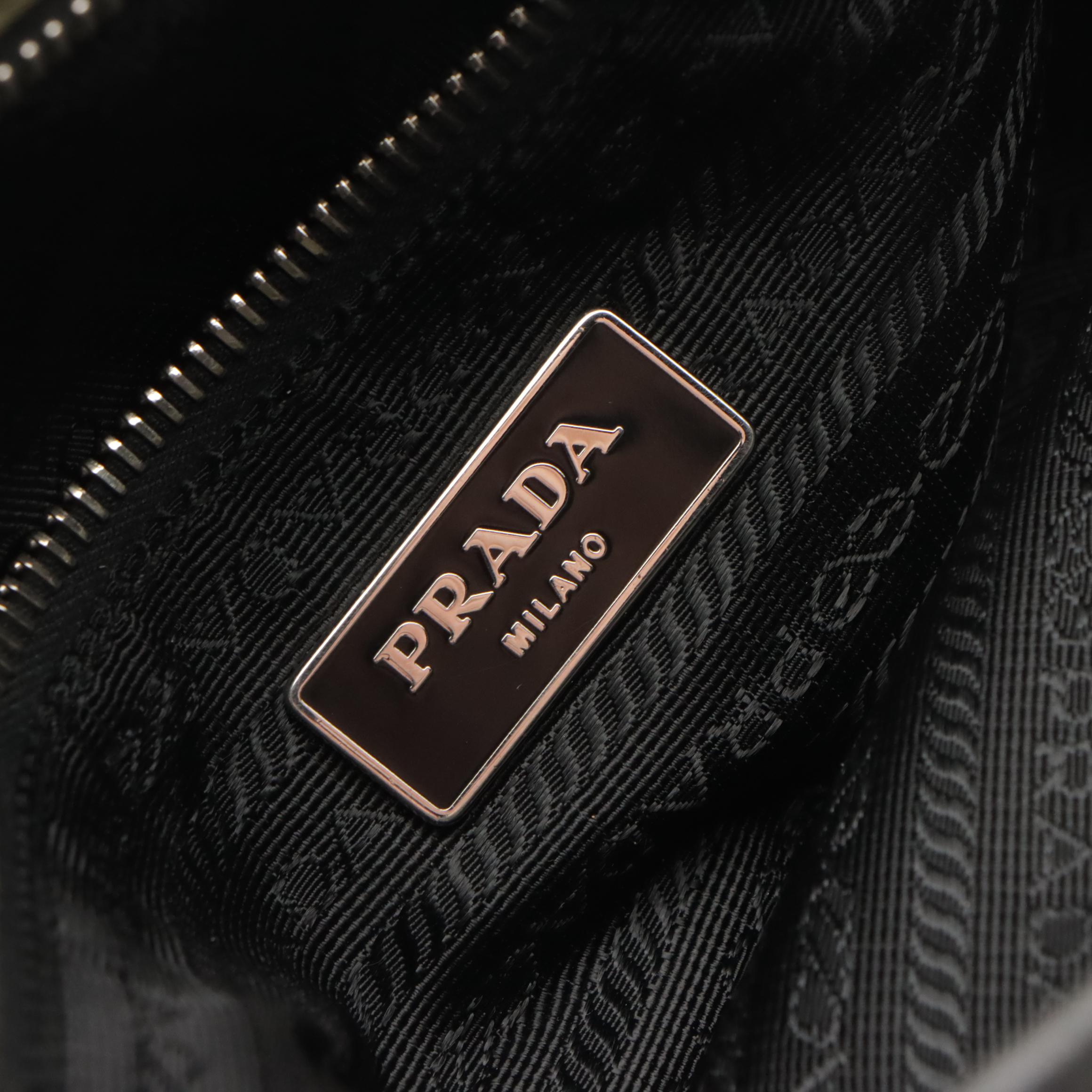 Prada Zippered Messenger Bag in Army Green Tessuto Nylon and Leather Trim