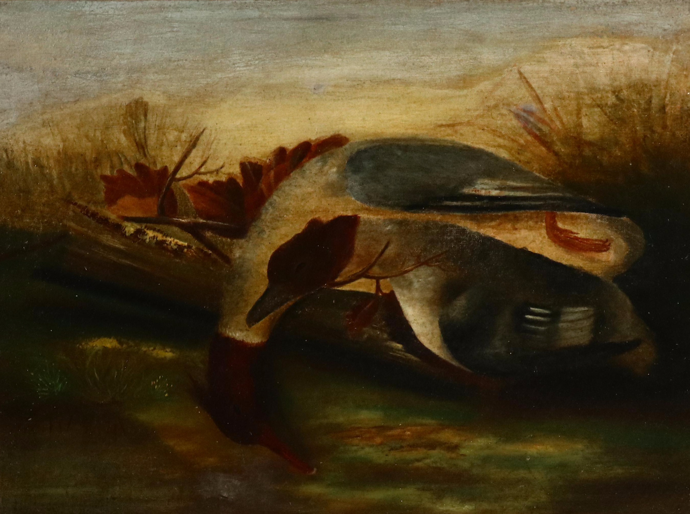 Nature Morte Oil Painting of Ducks, 19th Century