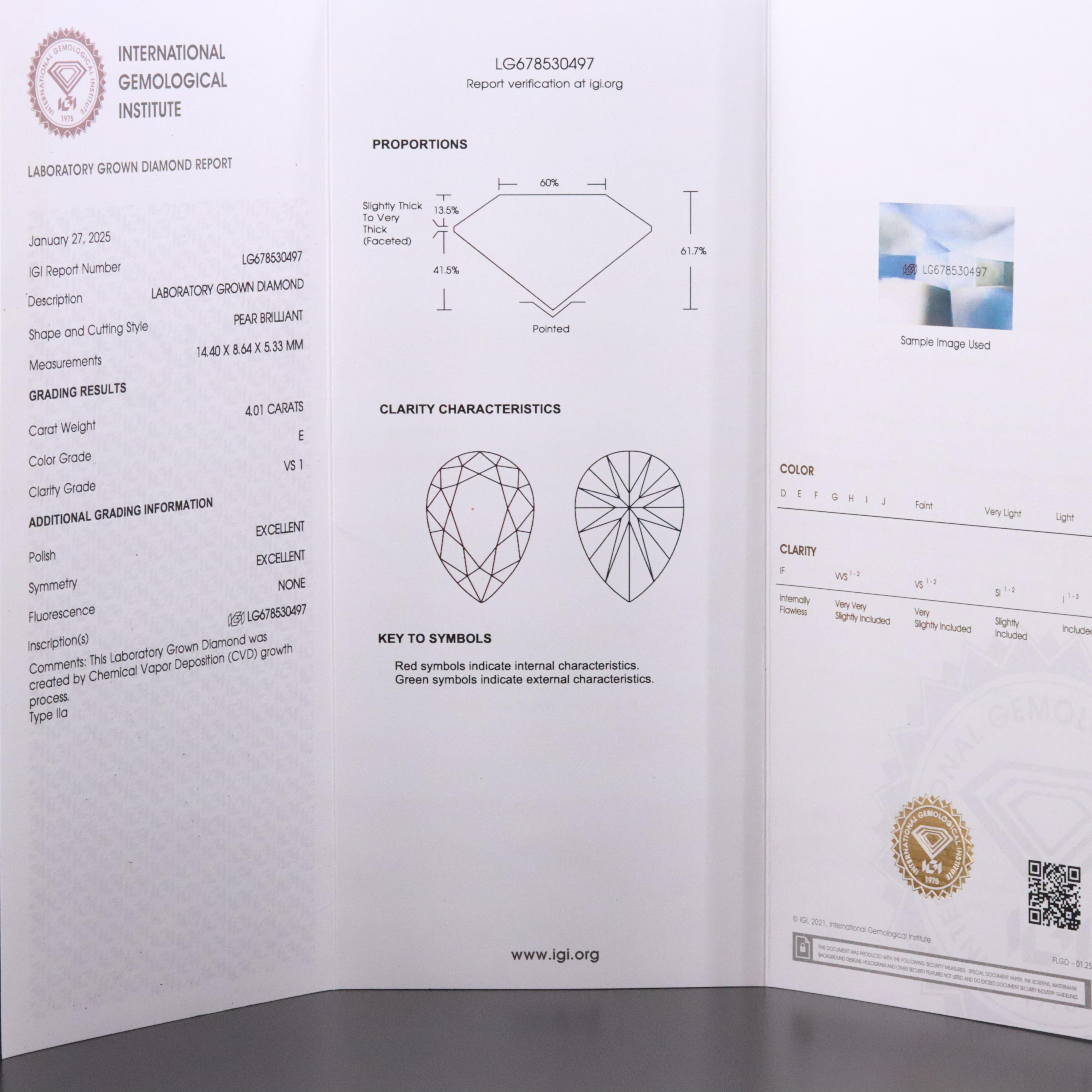 Platinum 4.92 CTW Lab Grown Diamond Ring with IGI Report