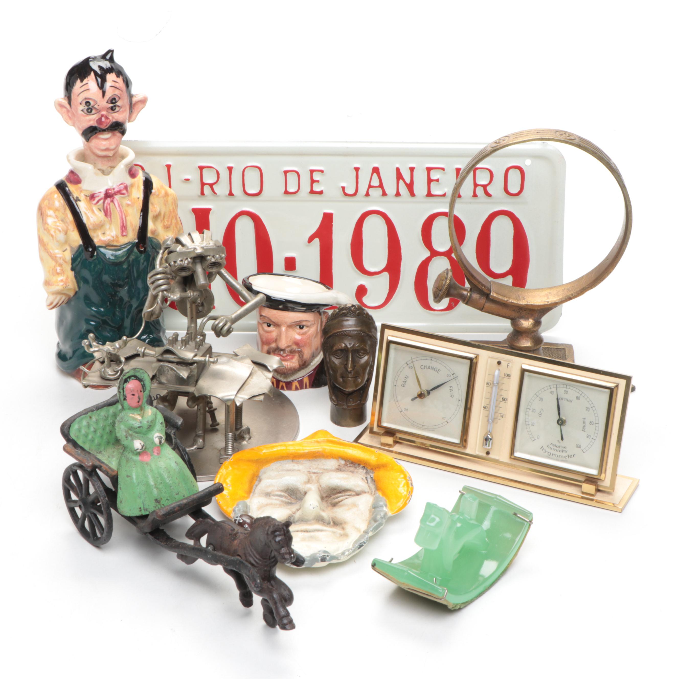 Royal Doulton "Henry VIII" Miniature Jug with Green Glass Blotter & Other Décor