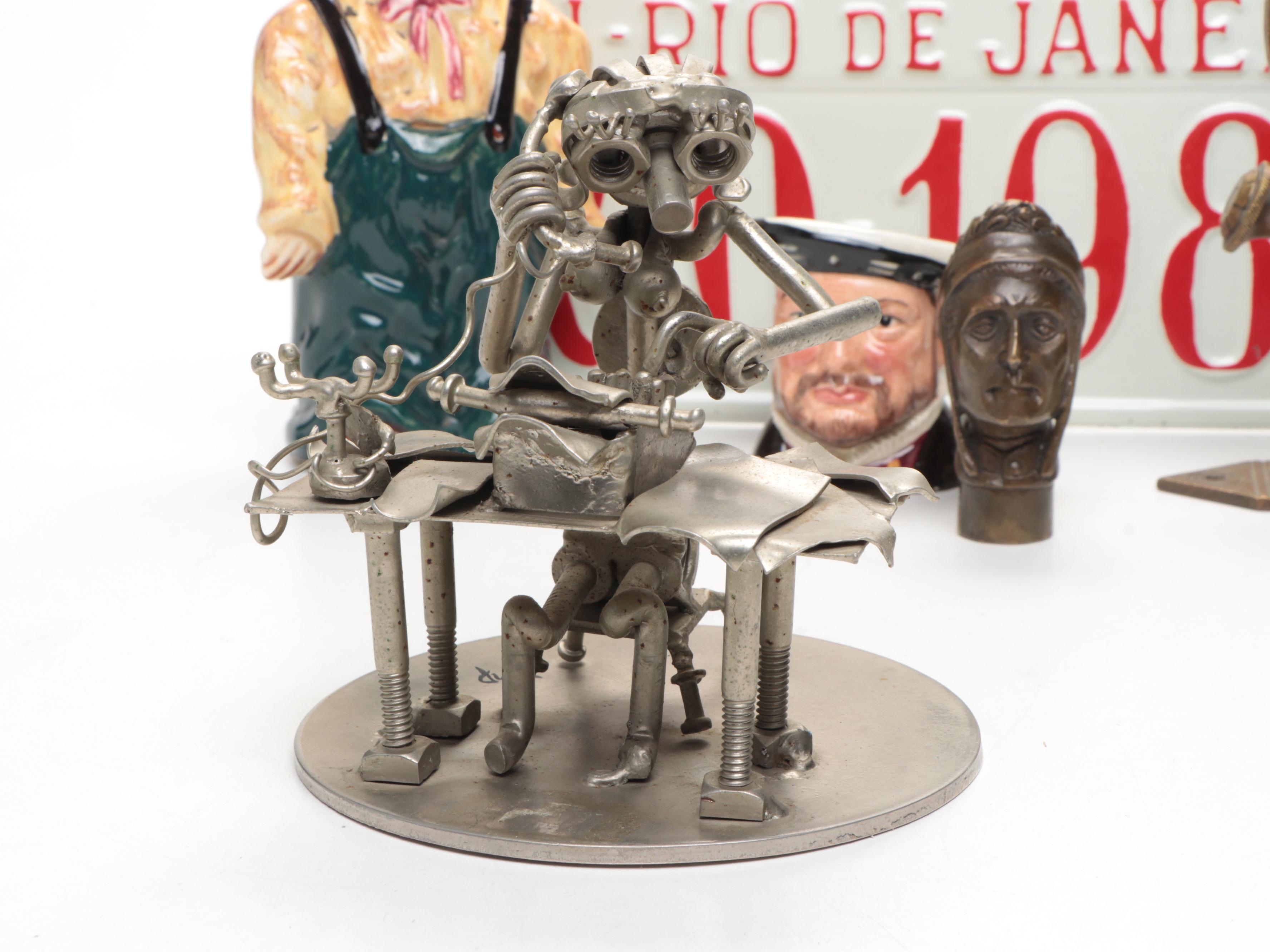 Royal Doulton "Henry VIII" Miniature Jug with Green Glass Blotter & Other Décor