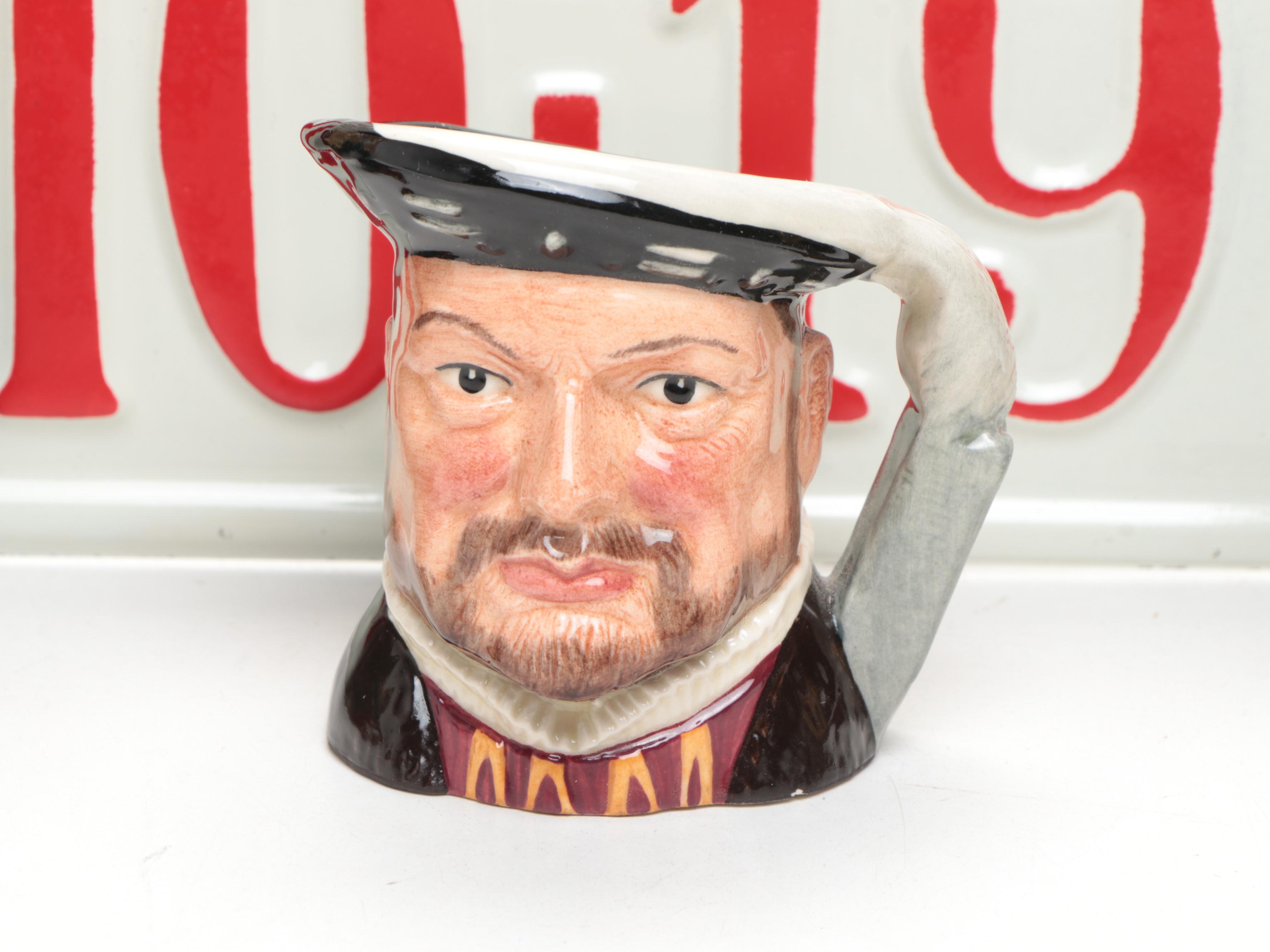 Royal Doulton "Henry VIII" Miniature Jug with Green Glass Blotter & Other Décor