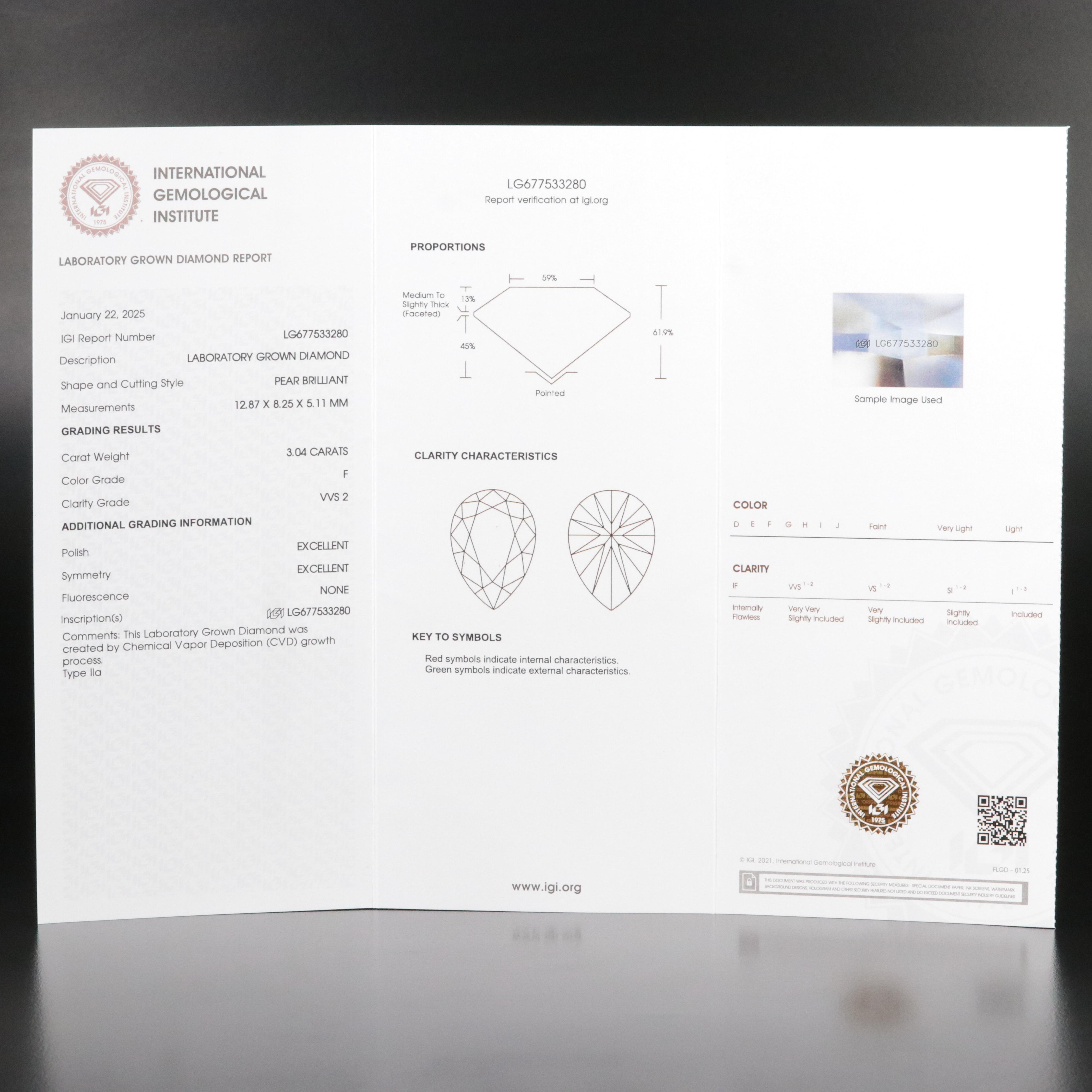 Platinum 3.95 CTW Lab Grown Diamond Ring with IGI Report