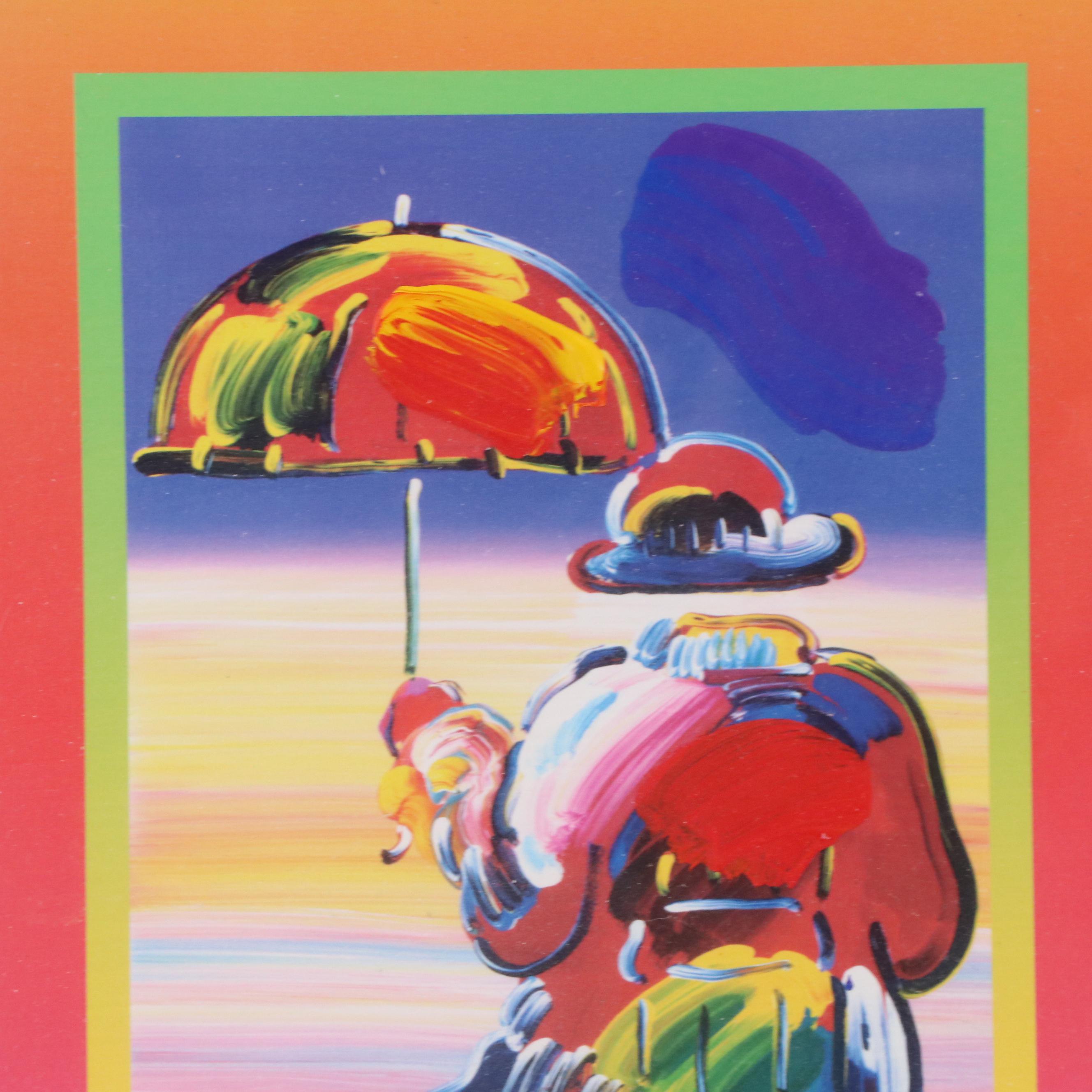 Peter Max Modernist Mixed Media Composition "Umbrella Man," 2005