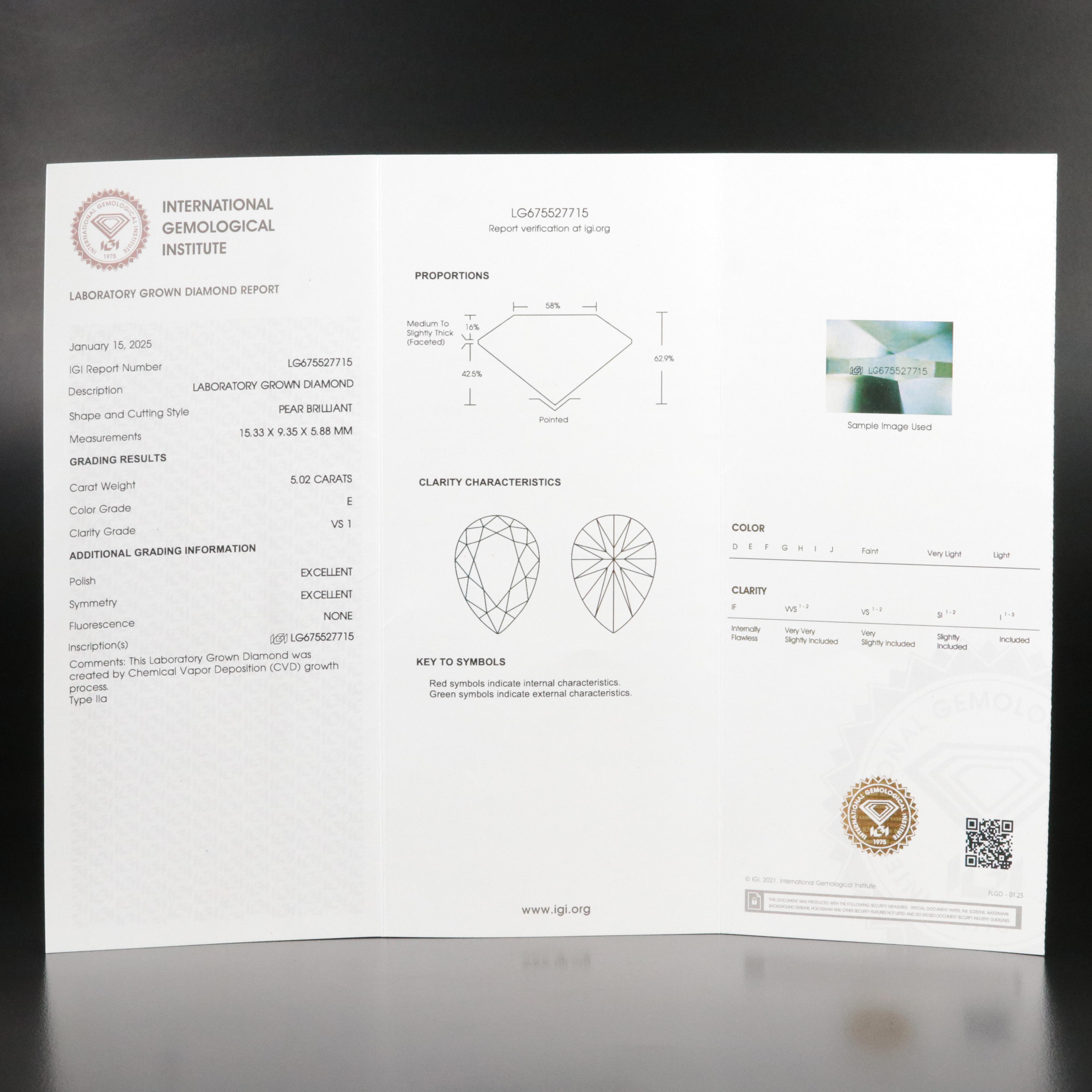 Platinum 5.93 CTW Lab Grown Diamond Ring with IGI Report