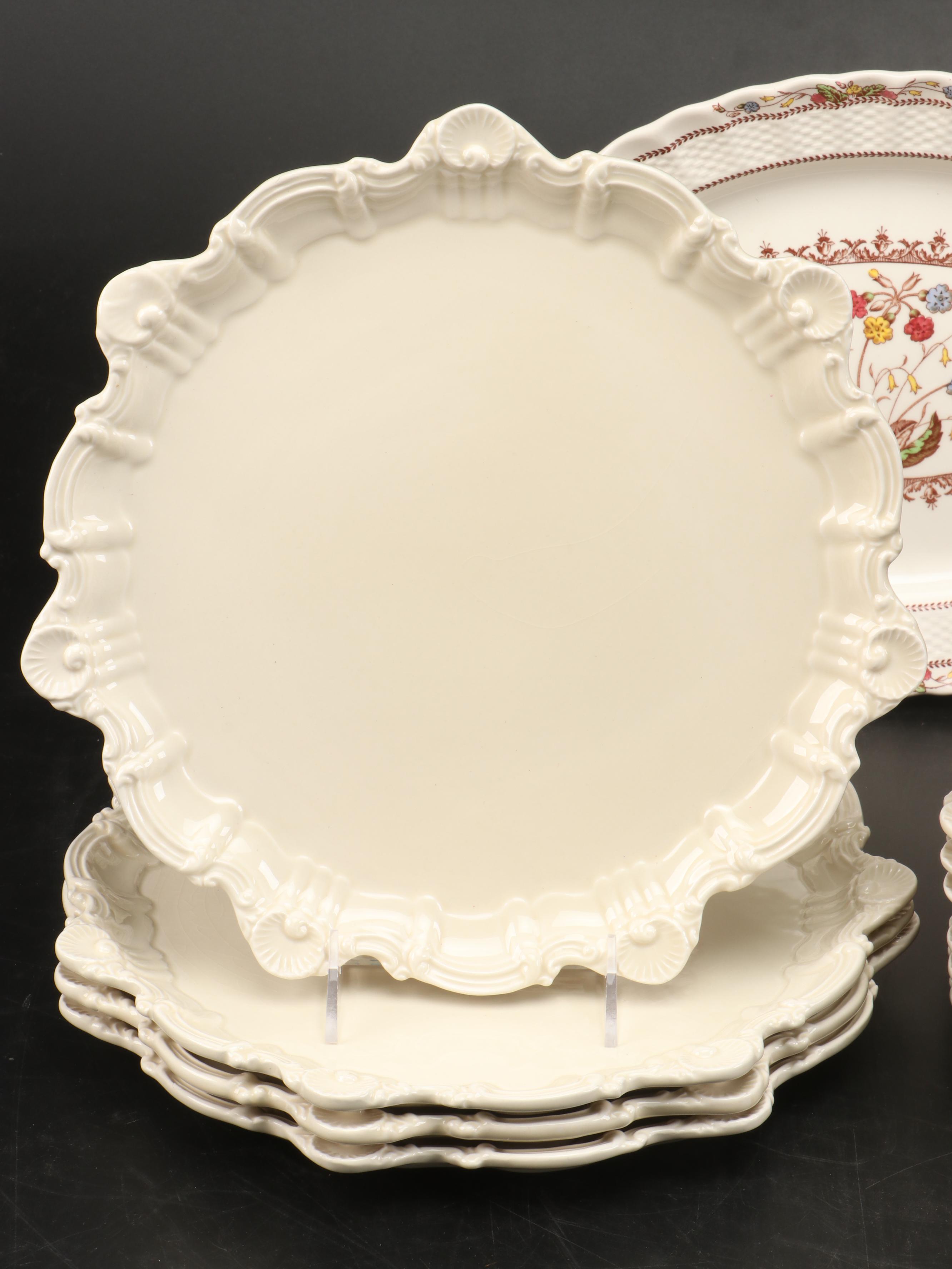 Copeland Spode "Spode's Cowslip" Platter with San Marco Italian Creamware Plates