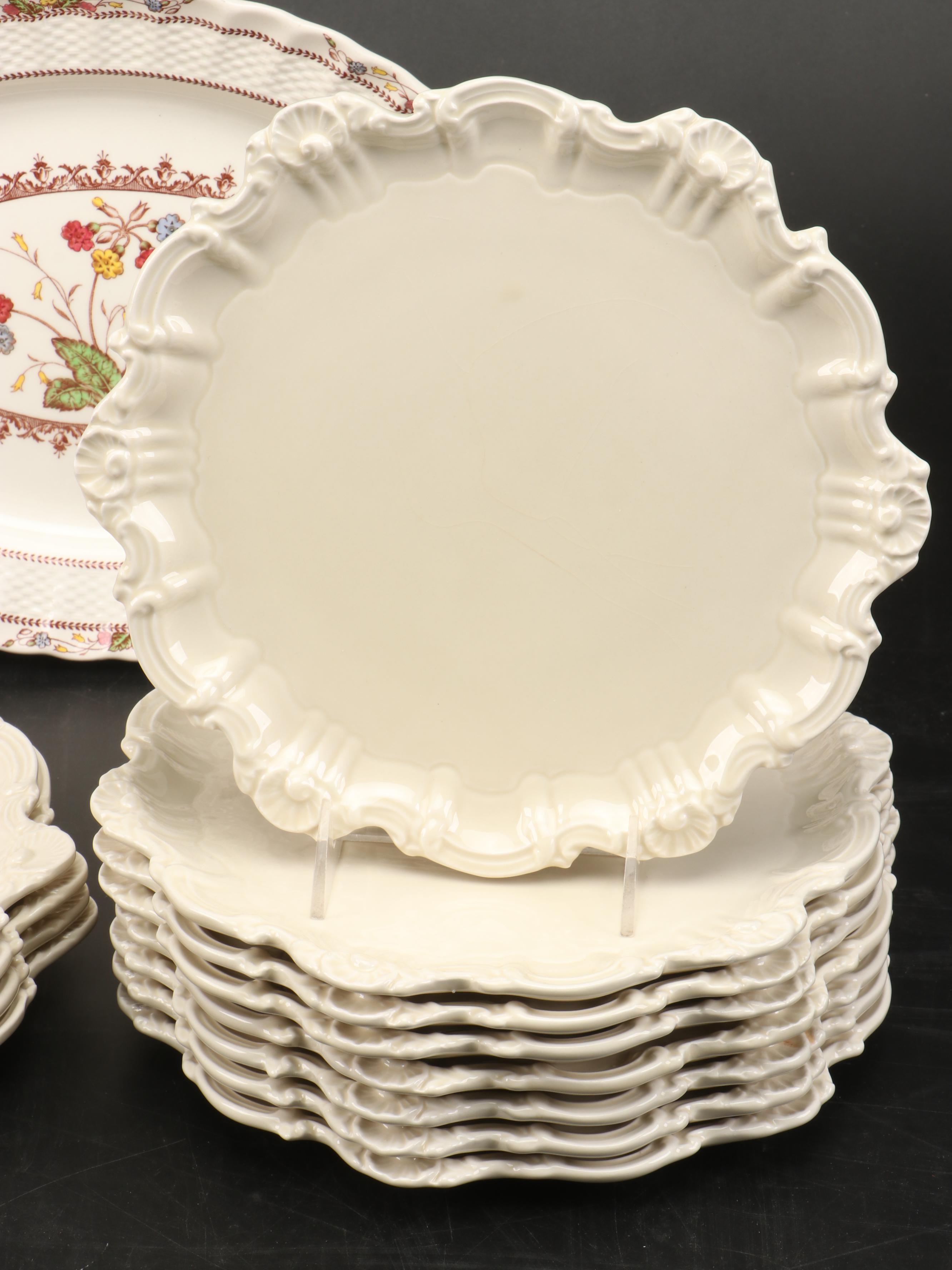 Copeland Spode "Spode's Cowslip" Platter with San Marco Italian Creamware Plates