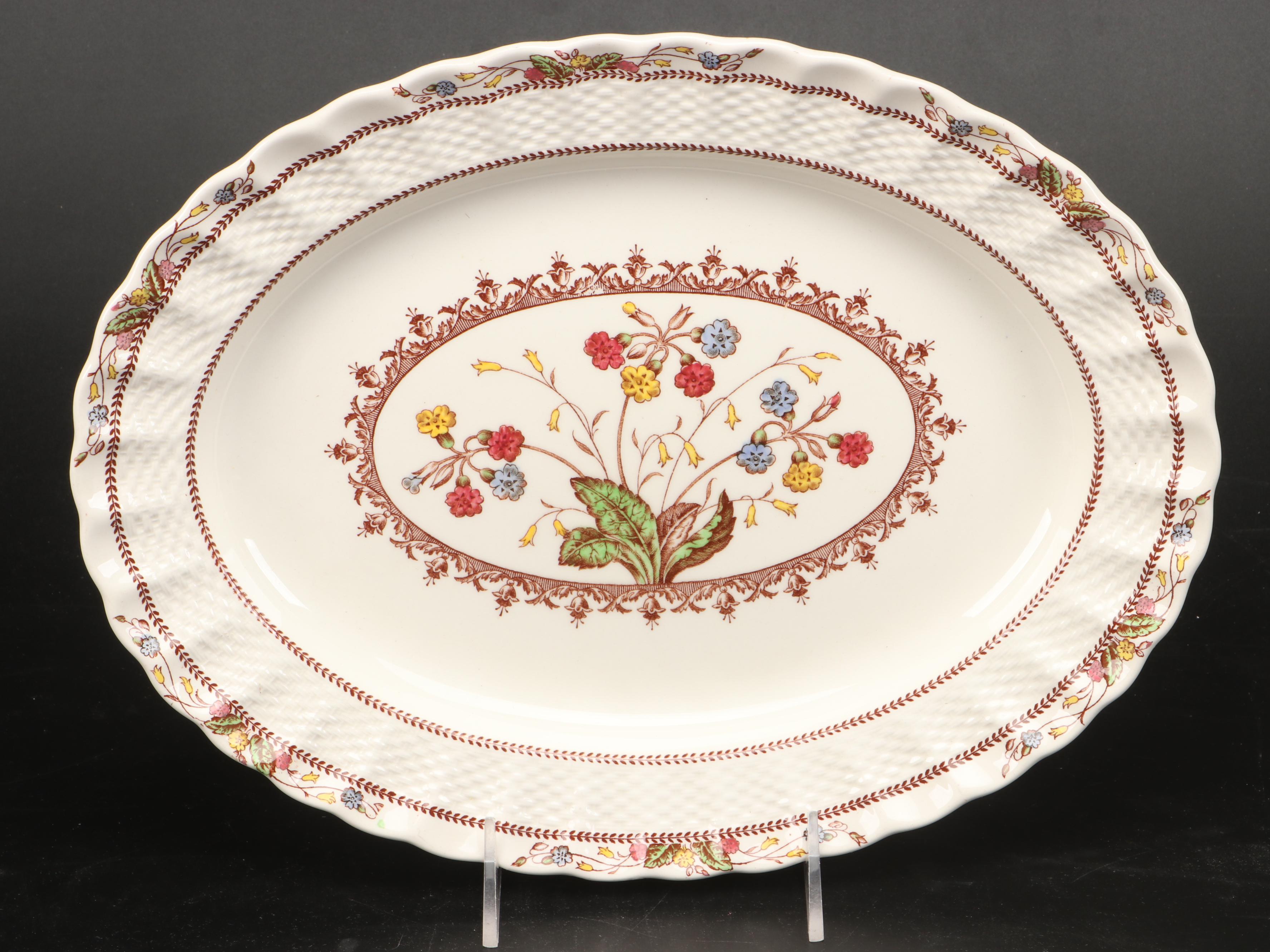 Copeland Spode "Spode's Cowslip" Platter with San Marco Italian Creamware Plates