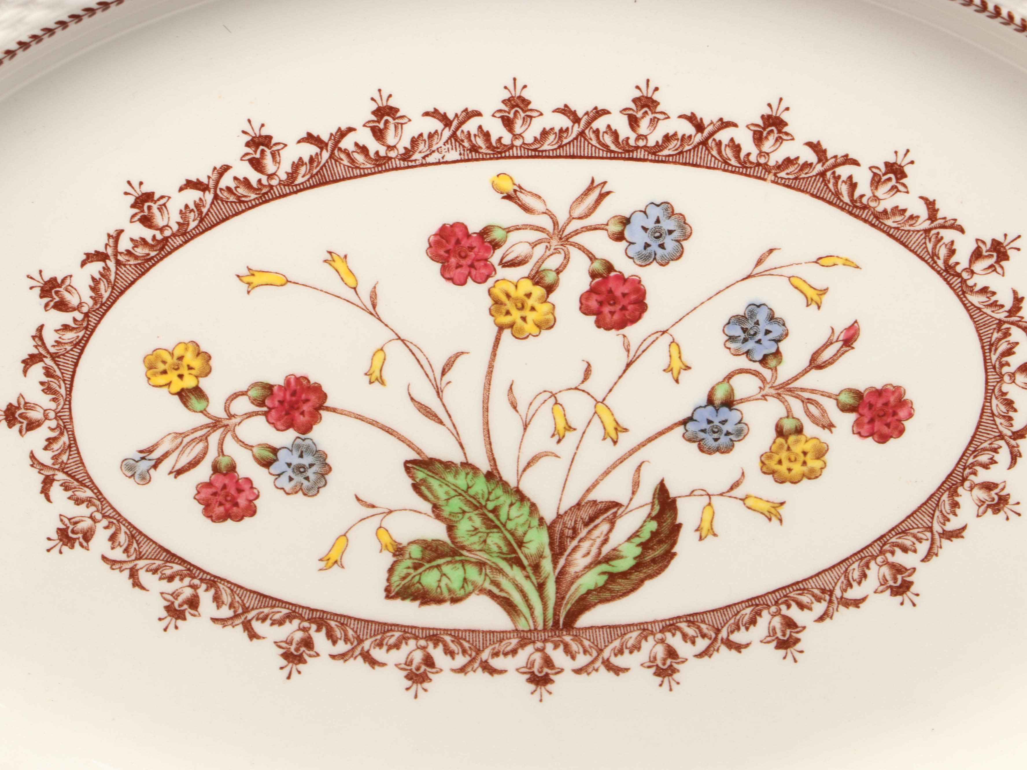 Copeland Spode "Spode's Cowslip" Platter with San Marco Italian Creamware Plates