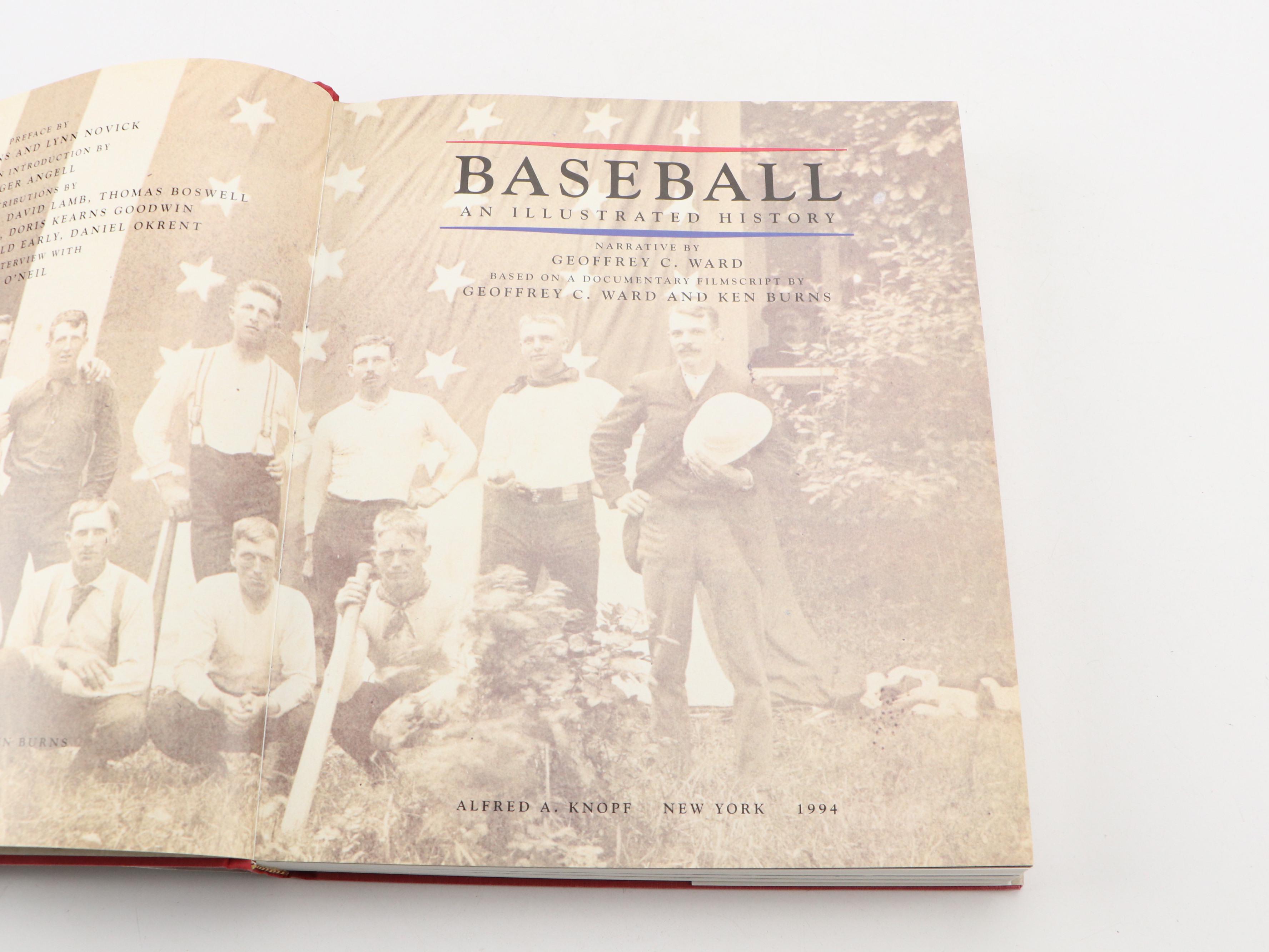 First Edition "Baseball" by Geoffrey Ward and Ken Burns with More Baseball Books