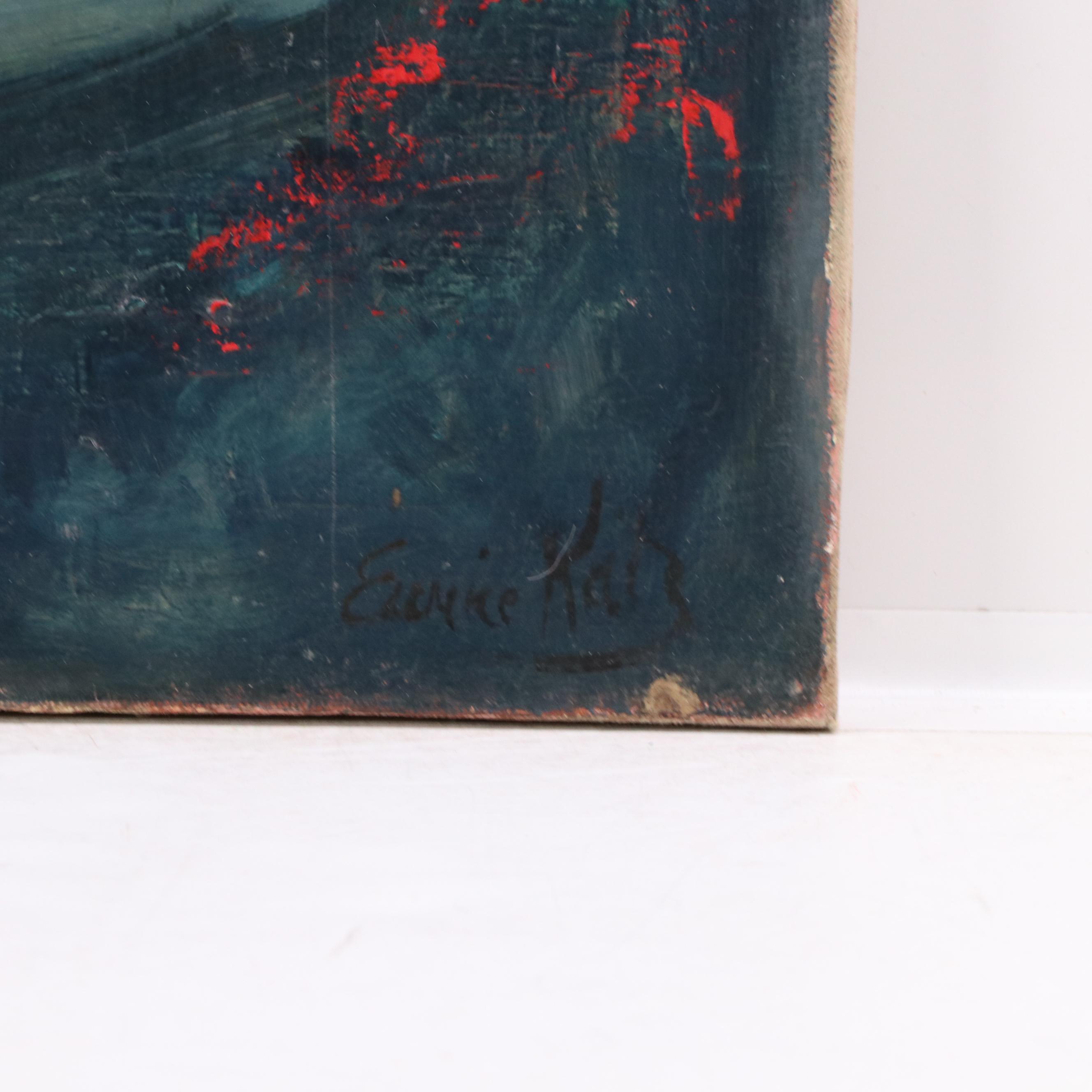 Eunice Katz Modernist Oil Painting of Figure, Mid to Late 20th Century