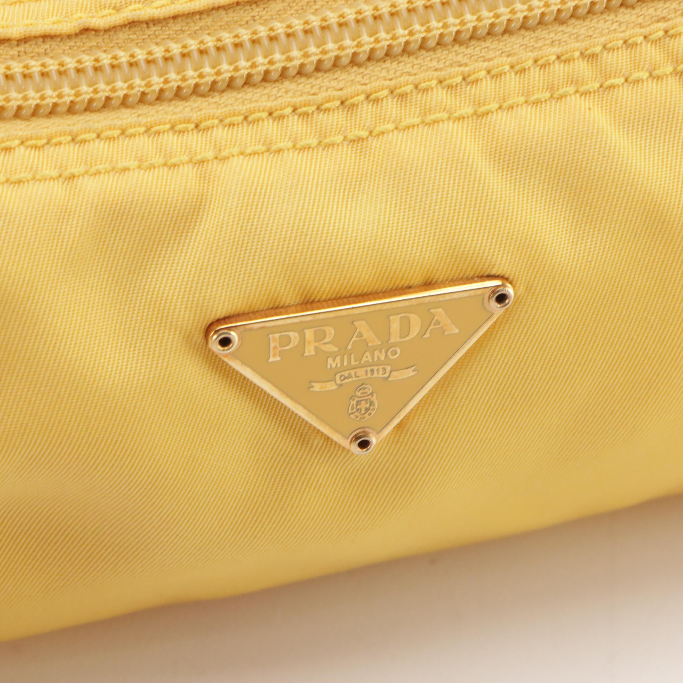 Prada Zip Pouch in Yellow Tessuto Nylon