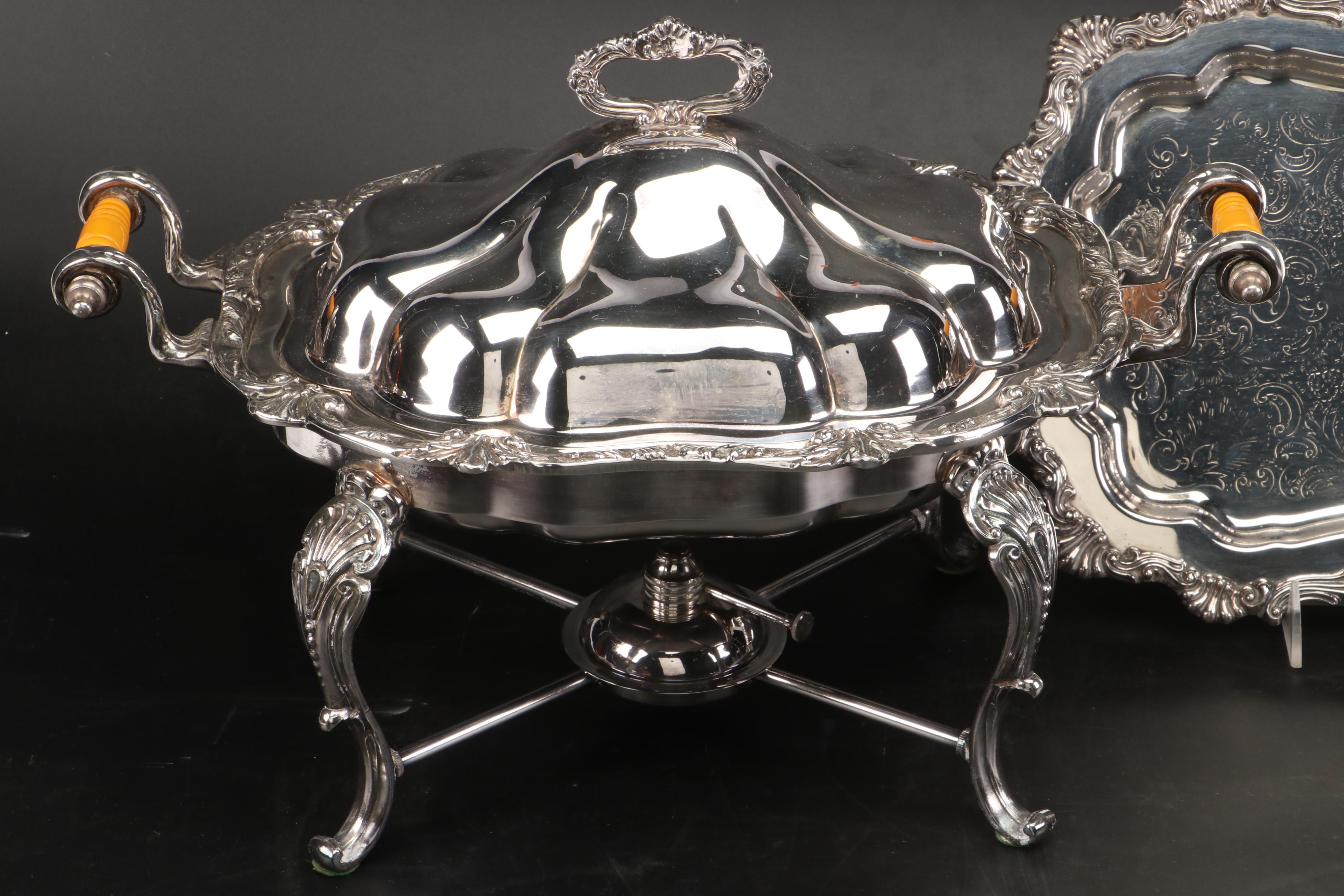 FB Rogers with Sheffield and Other Silver Plate Serving Pieces
