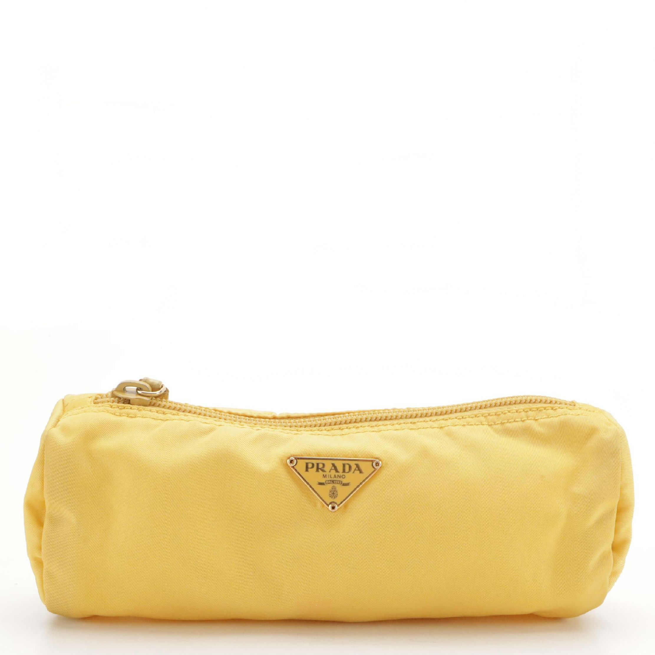 Prada Zip Pouch in Yellow Tessuto Nylon