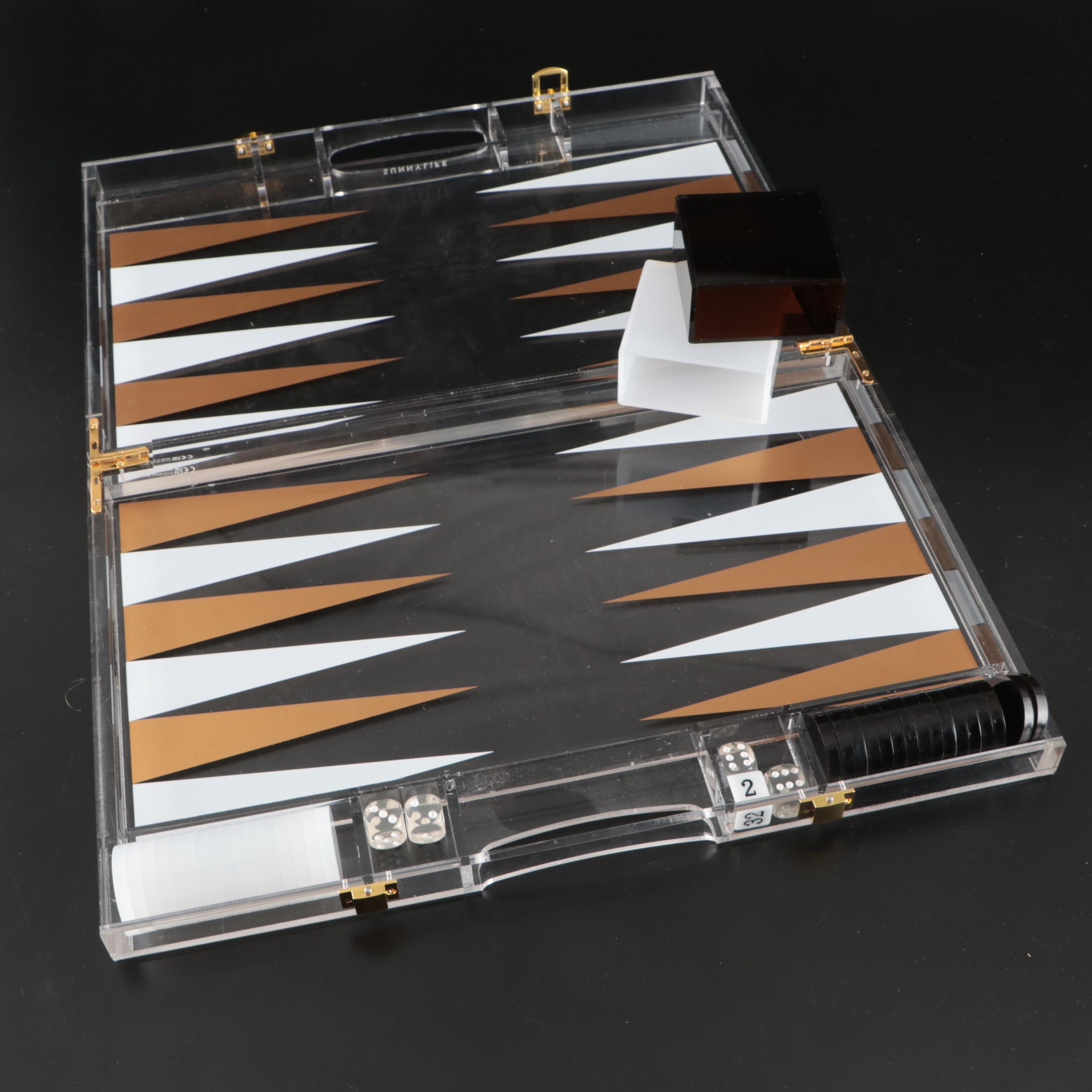 Sunny Life Whiskey Noir Lucite Acrylic Backgammon Set