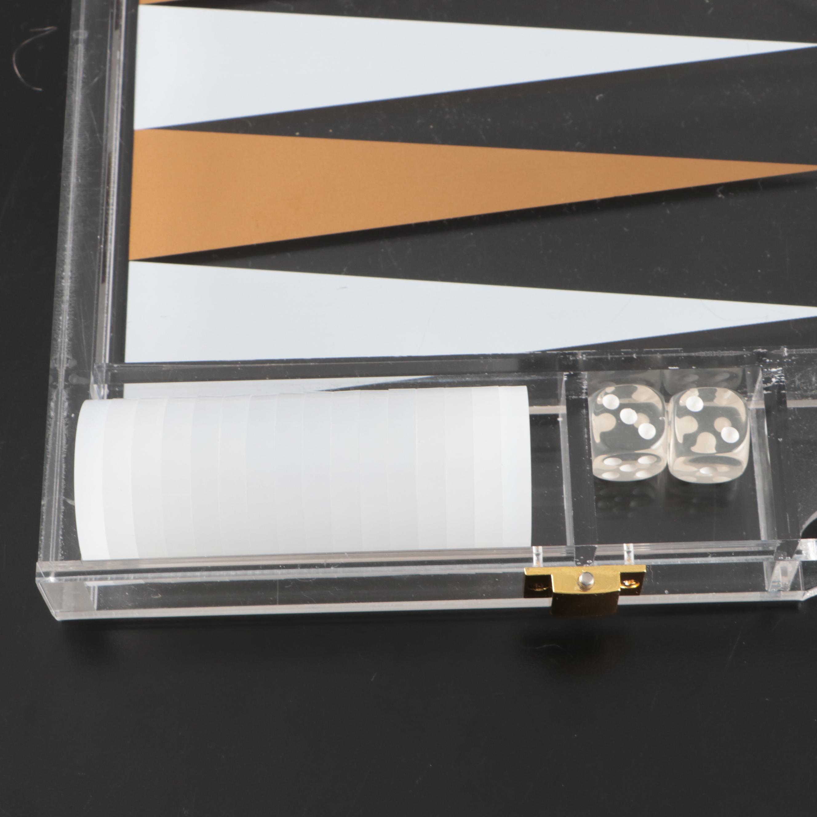 Sunny Life Whiskey Noir Lucite Acrylic Backgammon Set