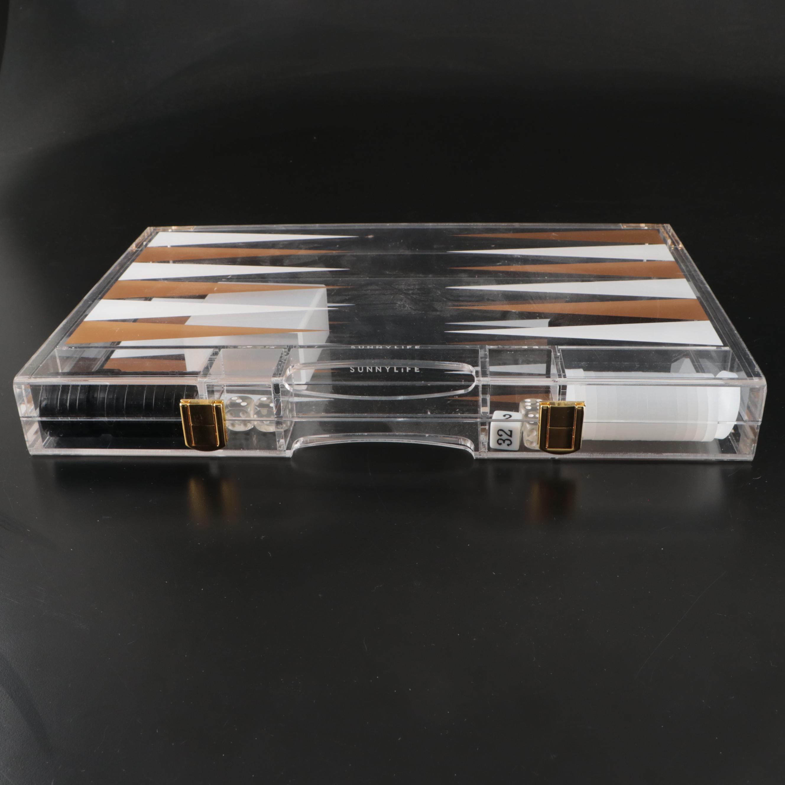 Sunny Life Whiskey Noir Lucite Acrylic Backgammon Set