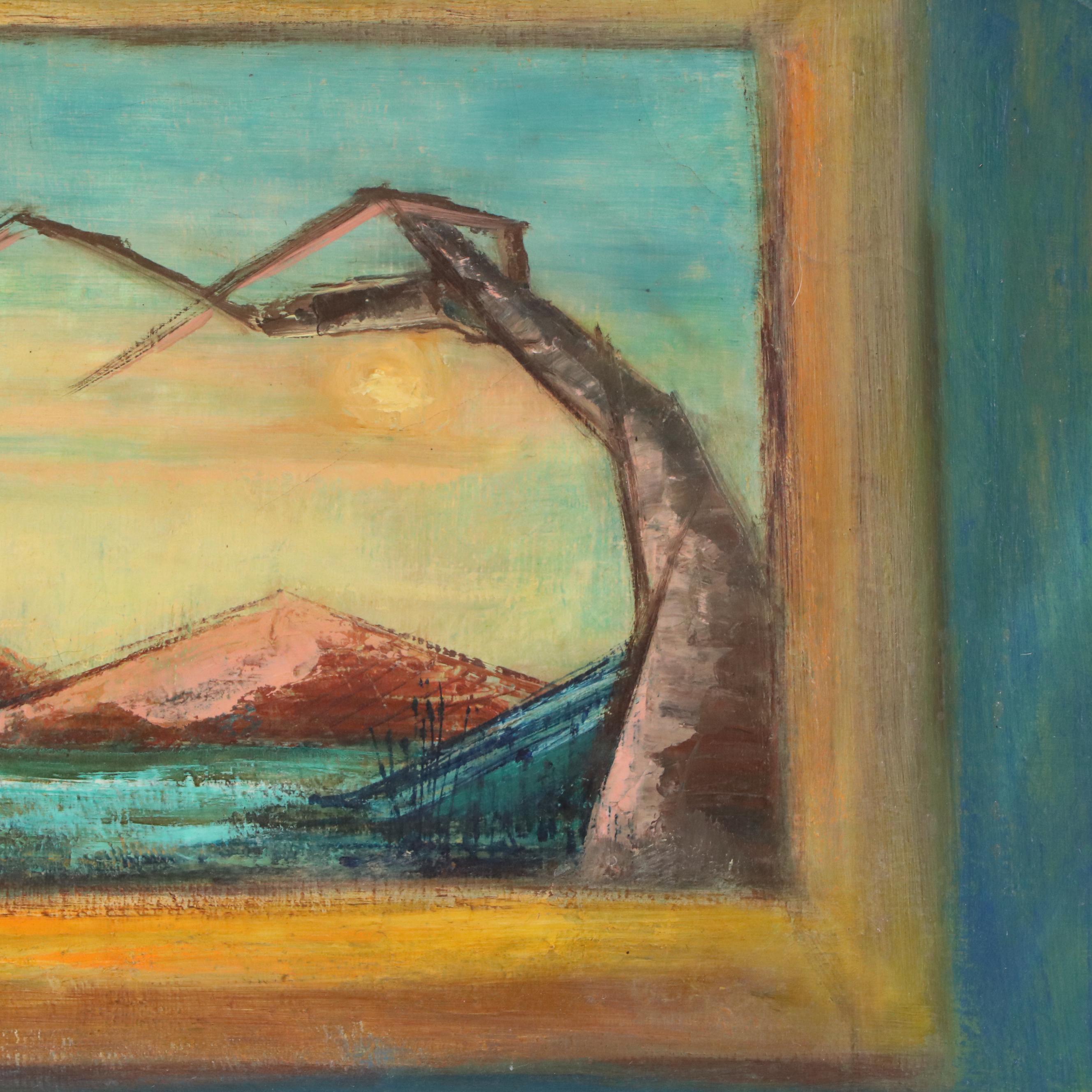 Eunice Katz Modernist Oil Painting of Figure, Mid to Late 20th Century