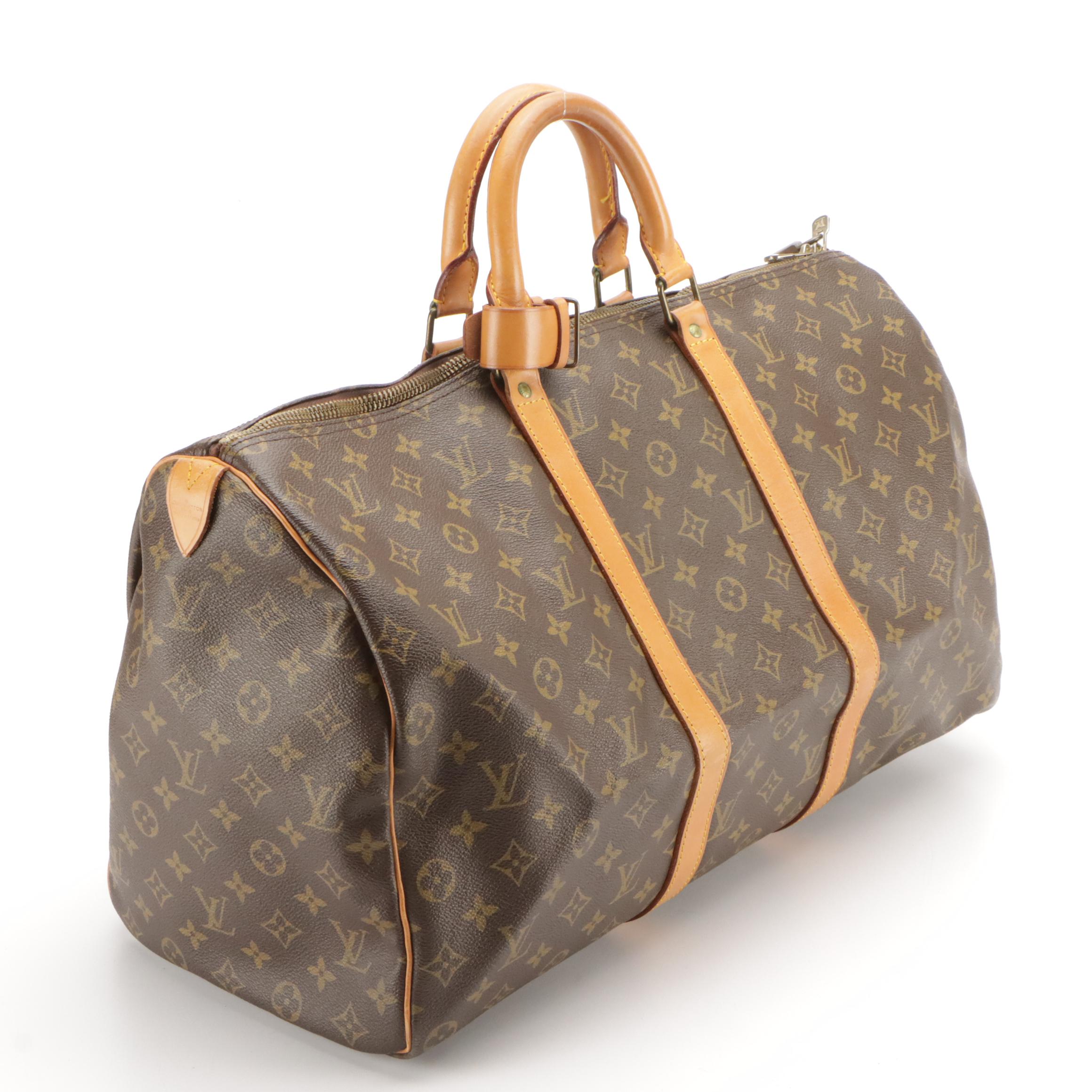 Louis Vuitton Keepall 50 Travel Bag in Monogram Canvas and Vachetta Leather