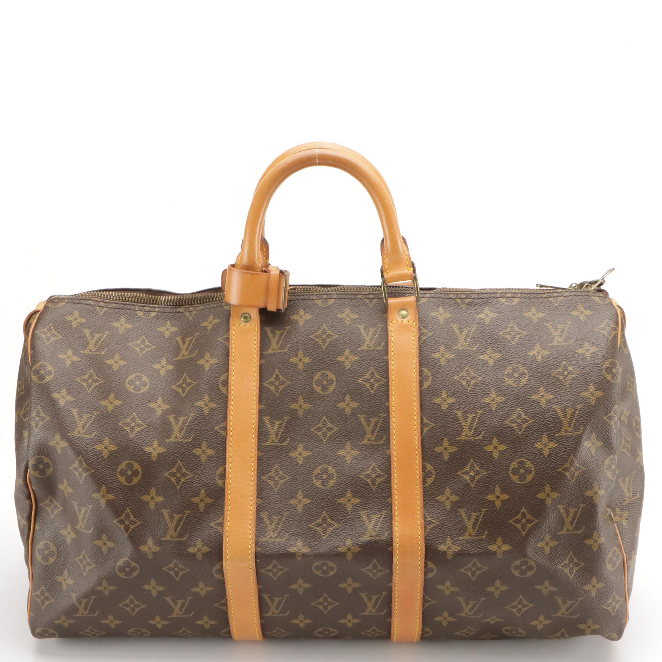 Louis Vuitton Keepall 50 Travel Bag in Monogram Canvas and Vachetta Leather