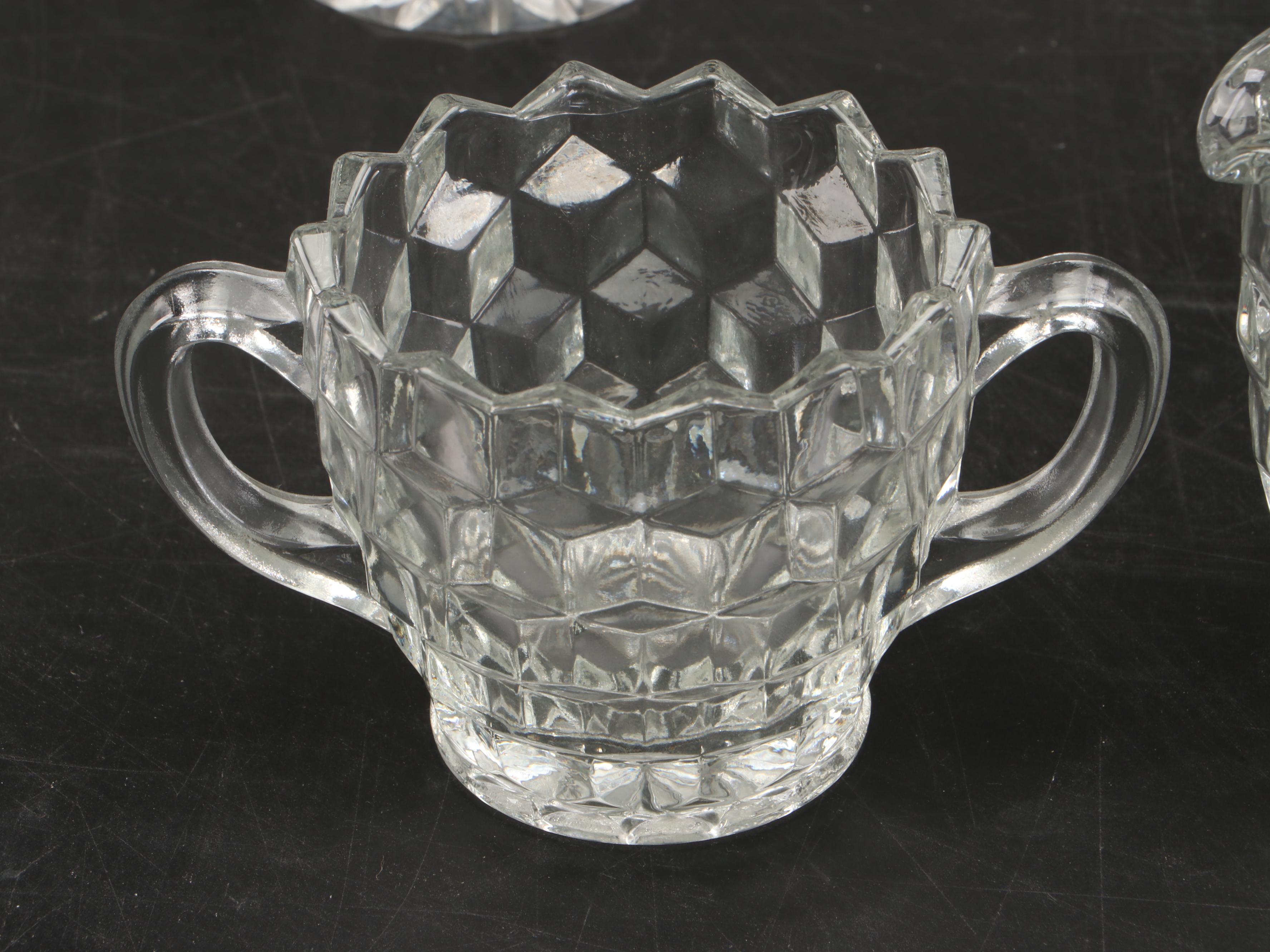 Polish Crystal Lidded Jar with Other Crystal and Glass Table Décor