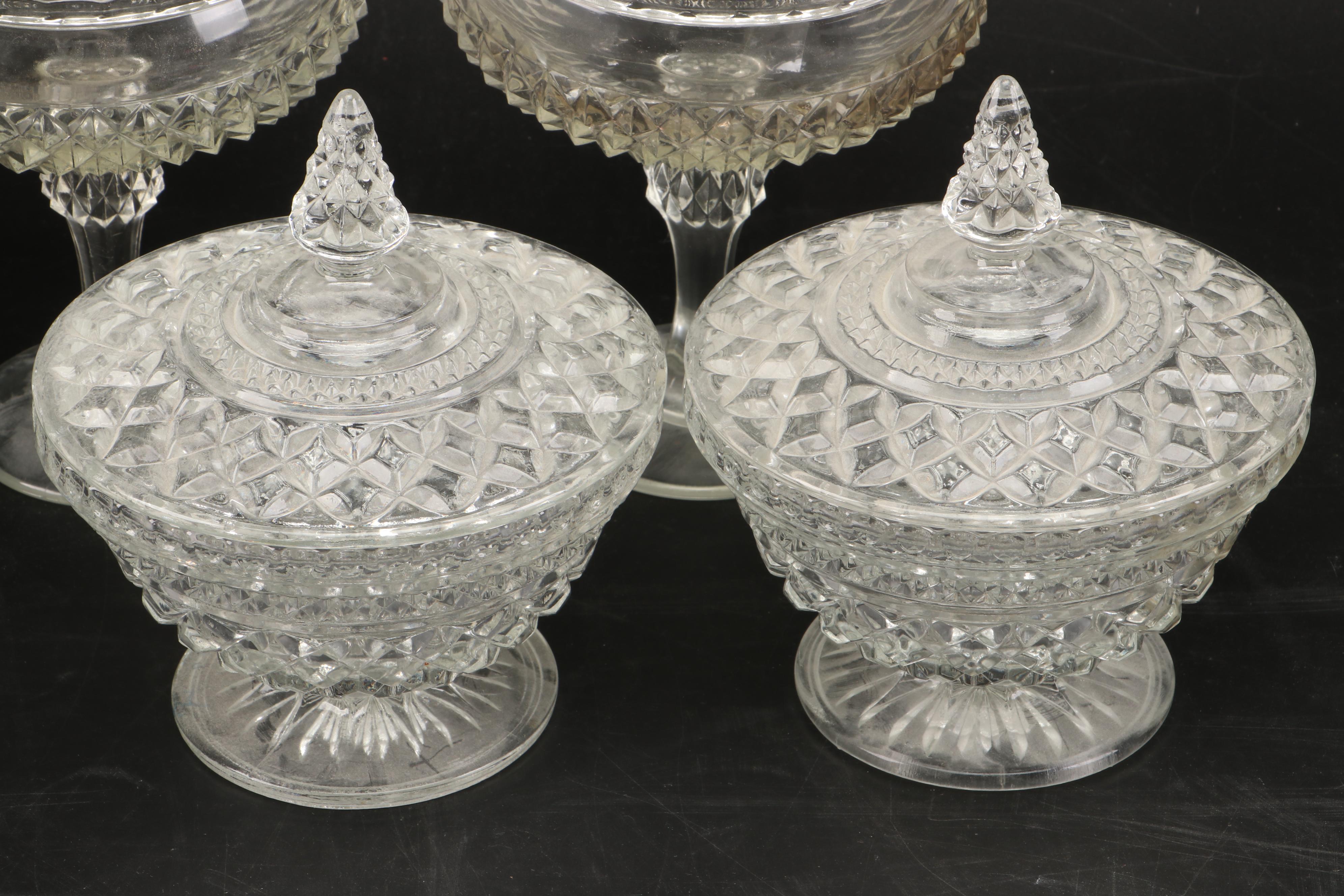 Polish Crystal Lidded Jar with Other Crystal and Glass Table Décor