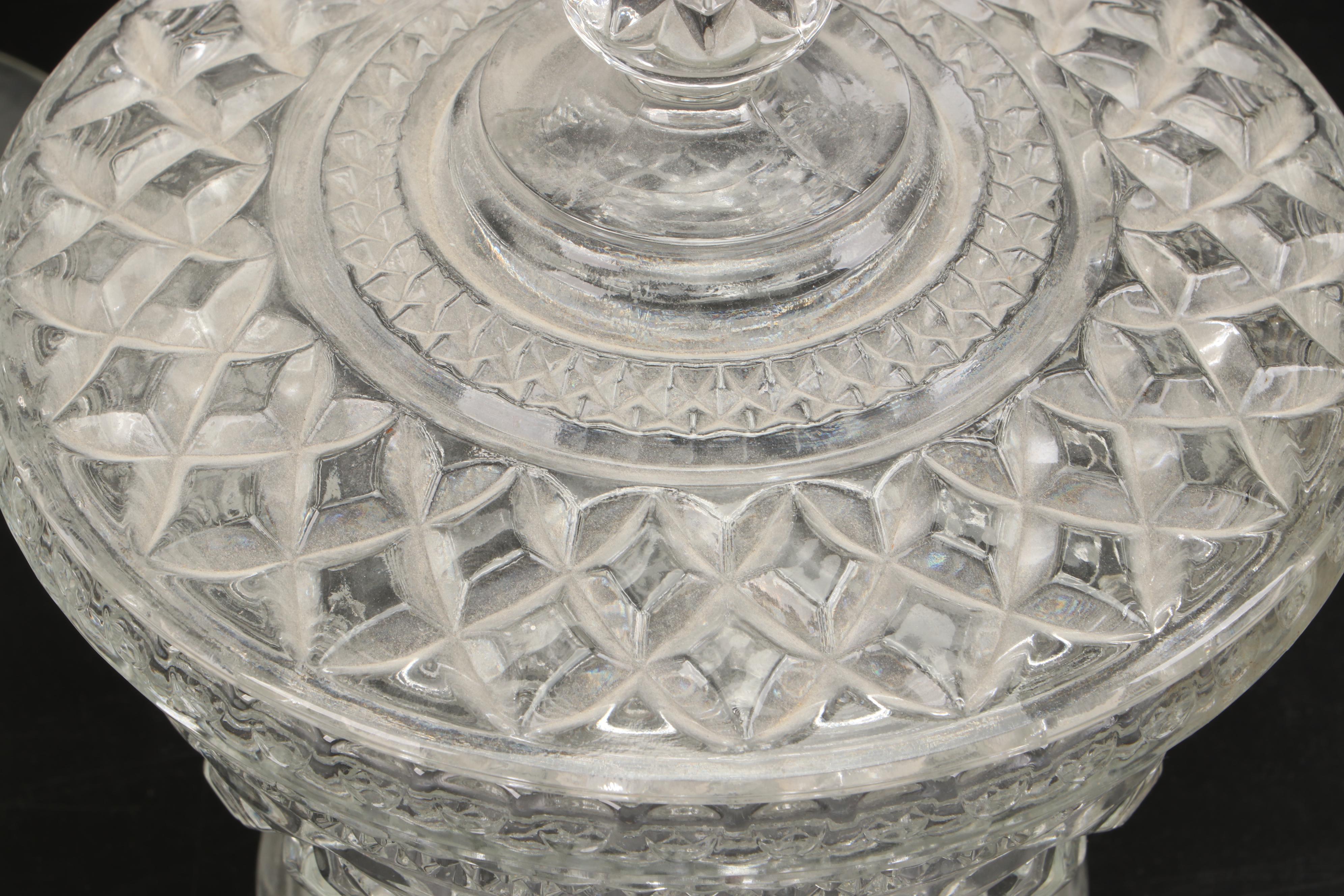 Polish Crystal Lidded Jar with Other Crystal and Glass Table Décor