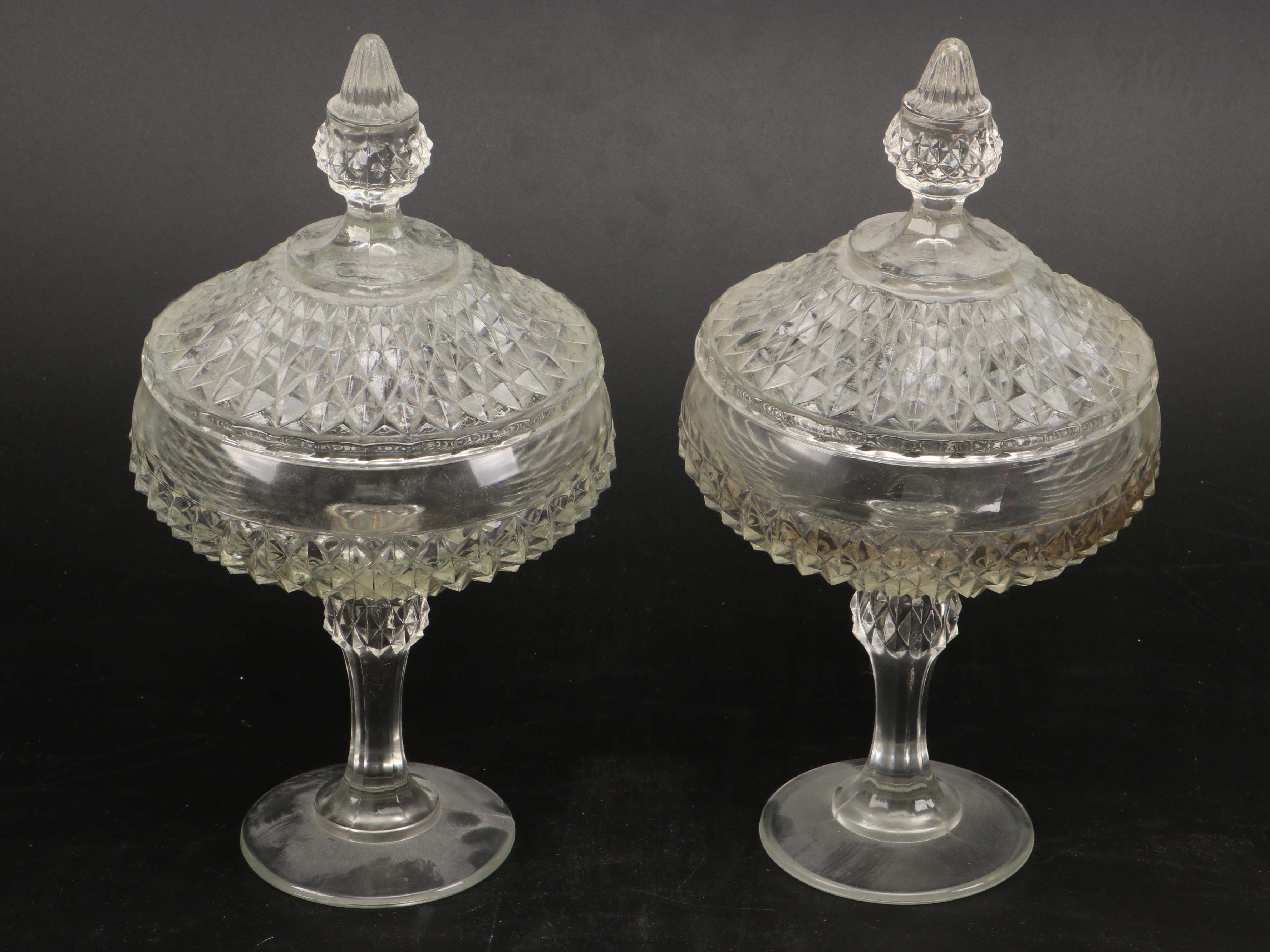 Polish Crystal Lidded Jar with Other Crystal and Glass Table Décor