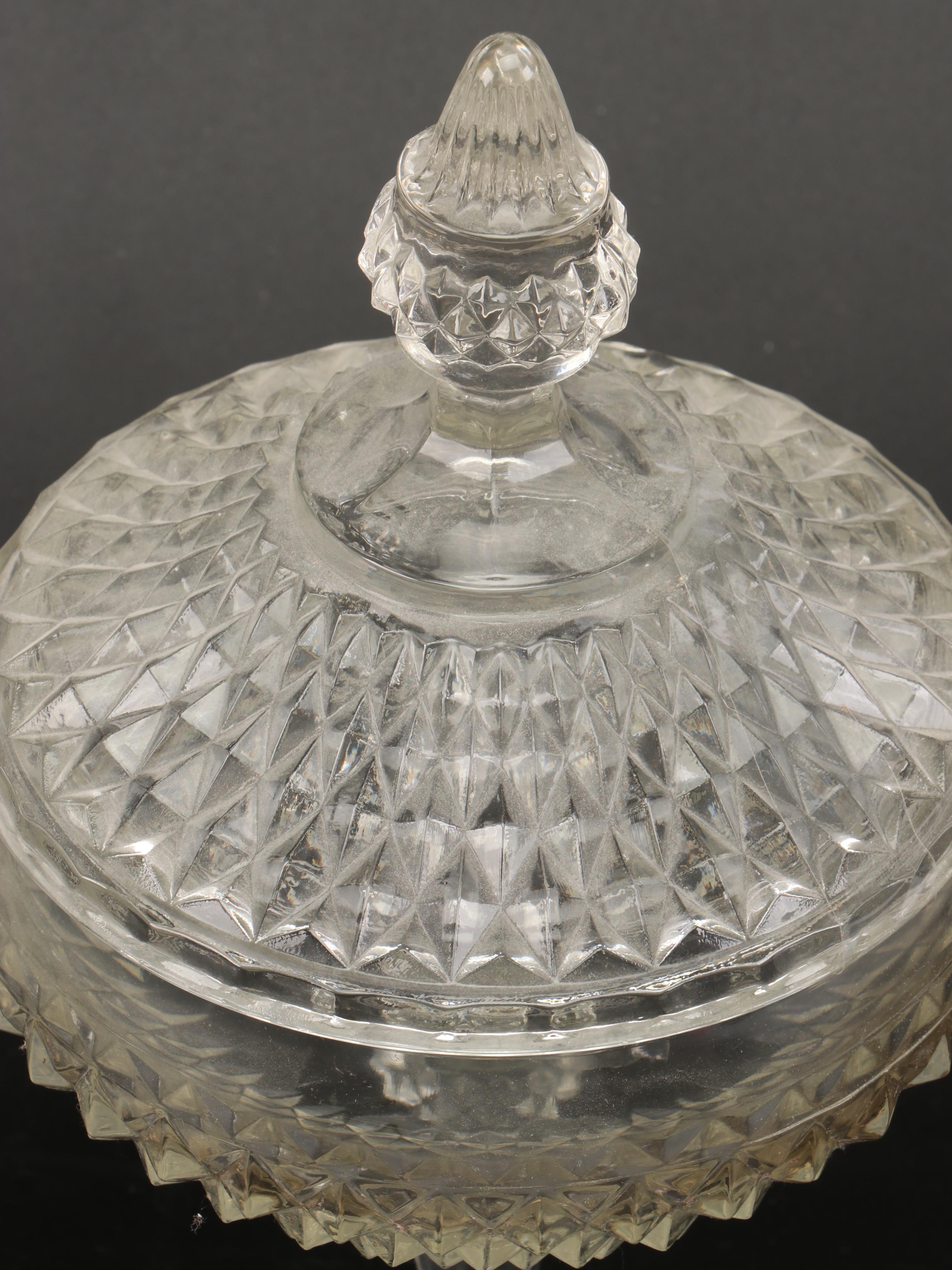 Polish Crystal Lidded Jar with Other Crystal and Glass Table Décor