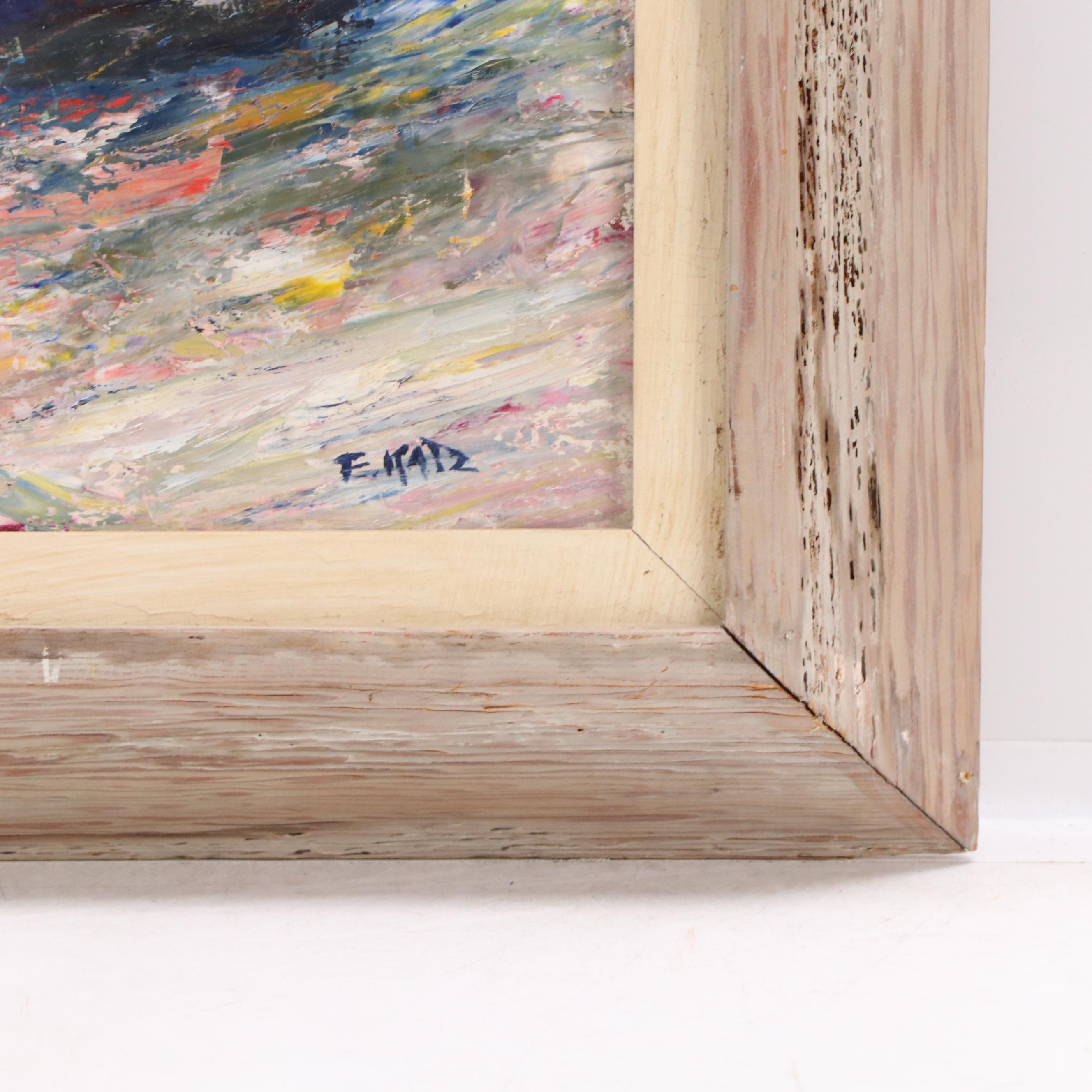 Eunice Katz Oil Painting of Figure with Fruit Bowl, Mid to Late 20th Century