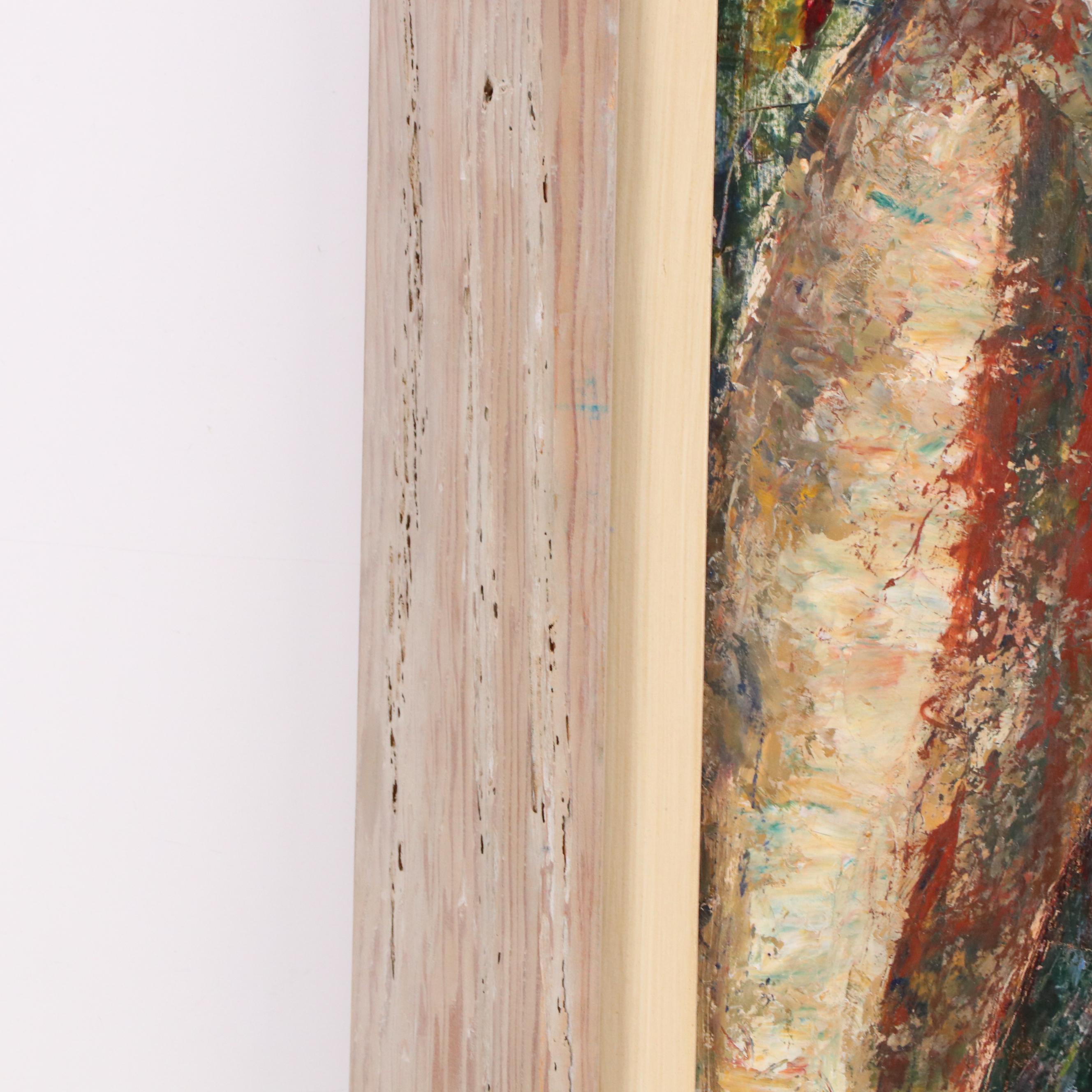 Eunice Katz Oil Painting of Figure with Fruit Bowl, Mid to Late 20th Century