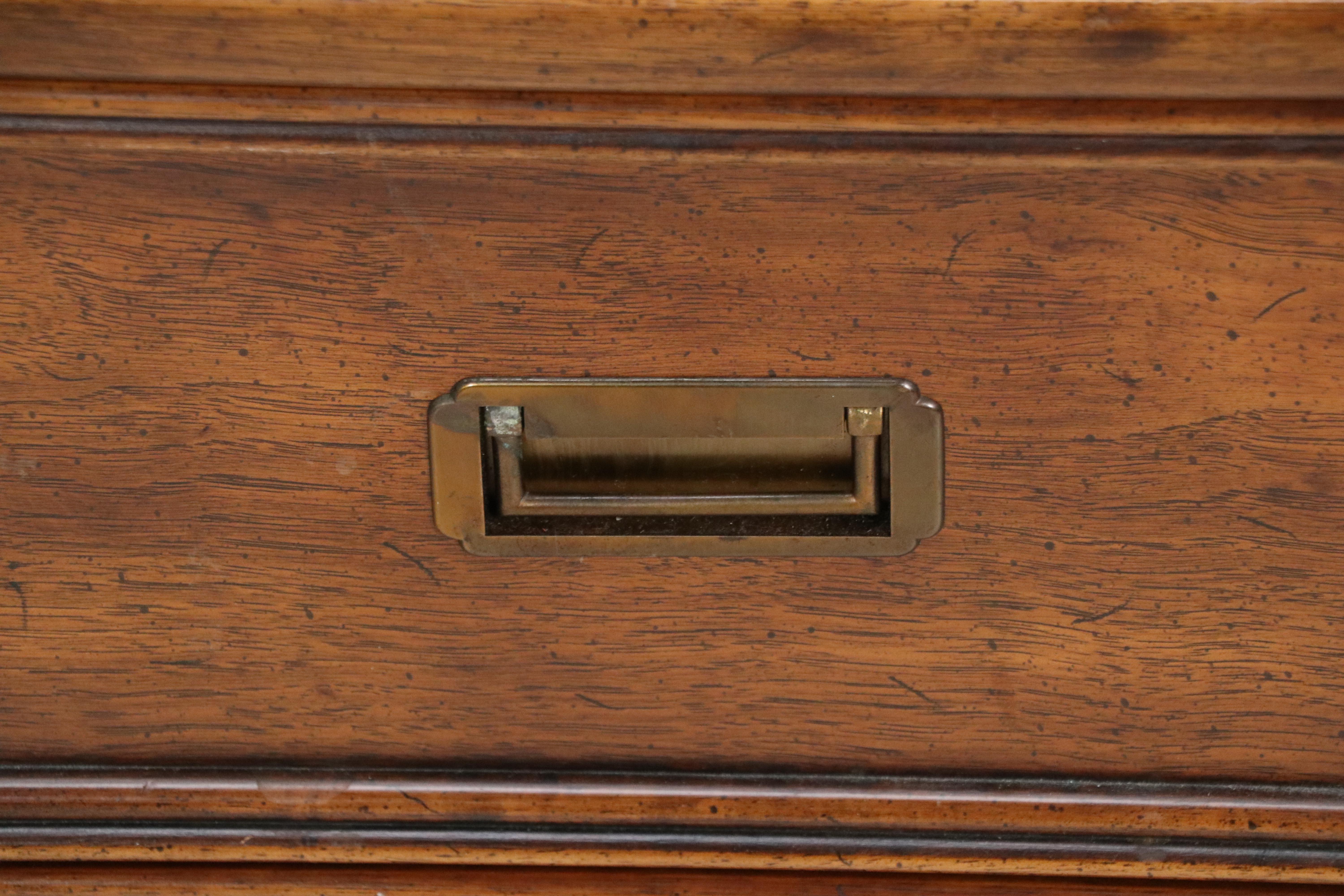 Henredon Furniture Campaign Style Walnut Two-Drawer Chests, Mid to Late 20th C.