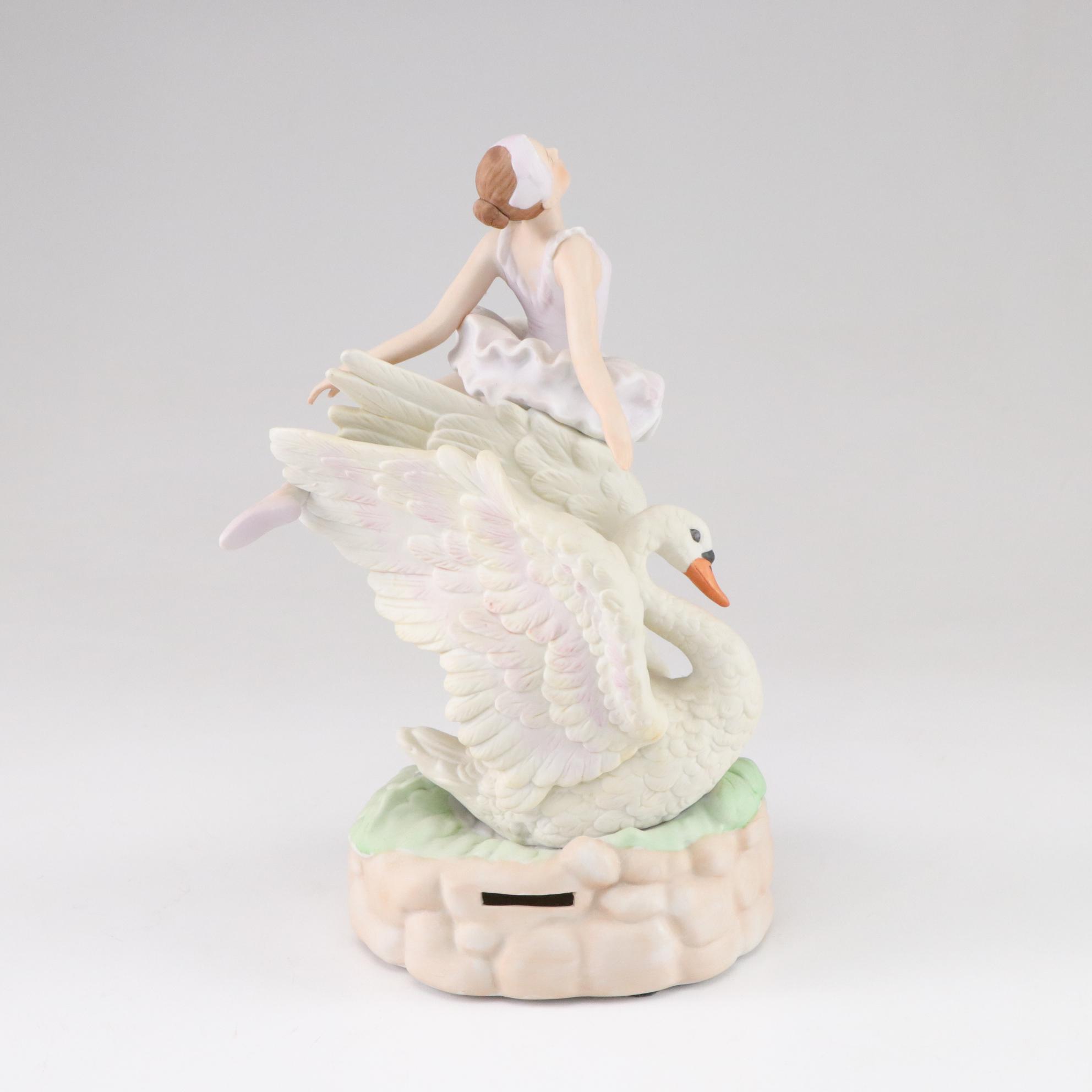 Ronald Van Ruyckevelt "Swan Lake" with Porcelain Ballerina Figurines & Music Box