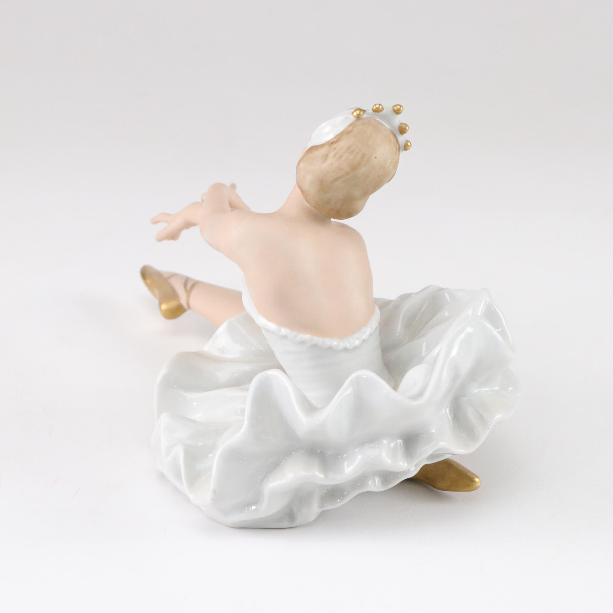 Ronald Van Ruyckevelt "Swan Lake" with Porcelain Ballerina Figurines & Music Box