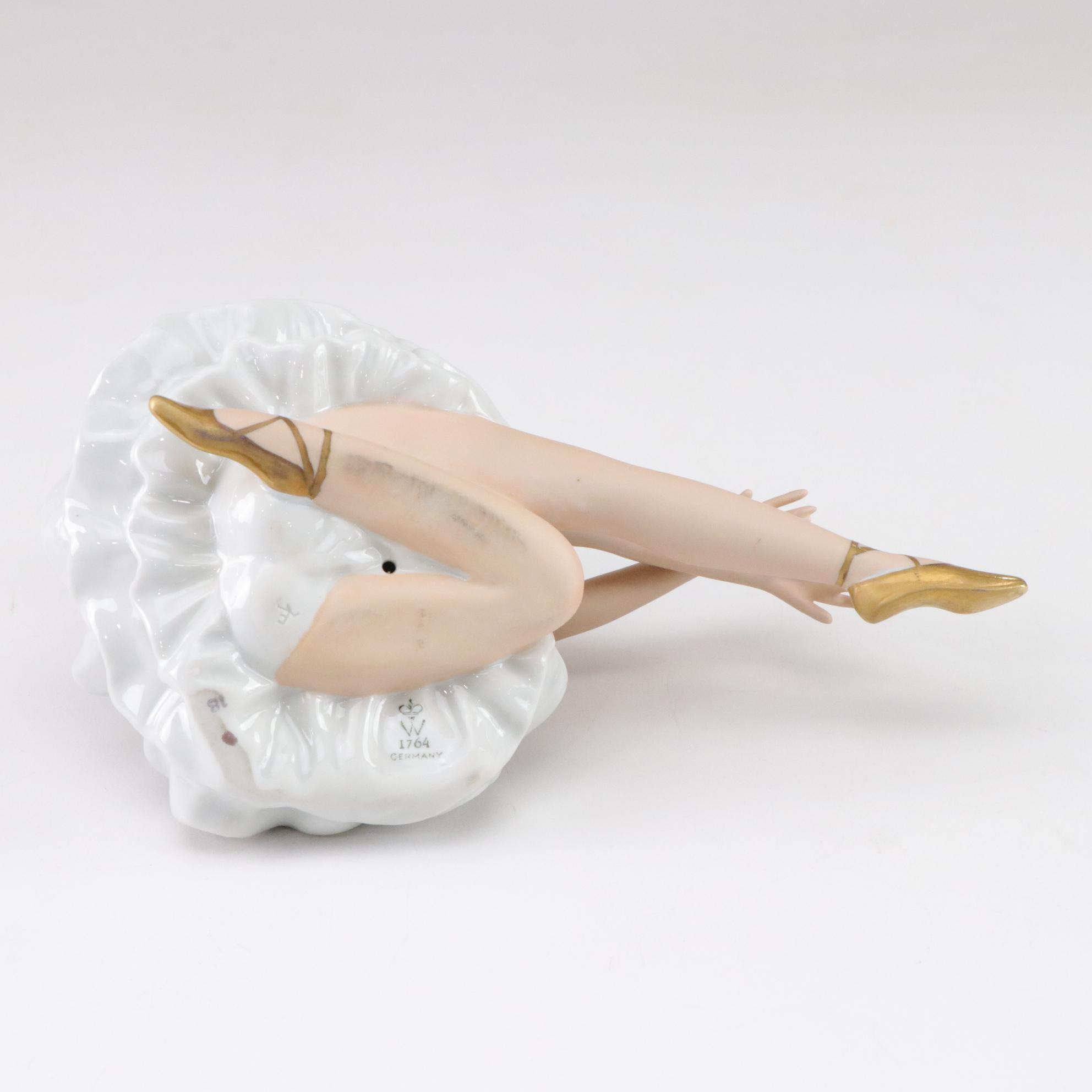 Ronald Van Ruyckevelt "Swan Lake" with Porcelain Ballerina Figurines & Music Box