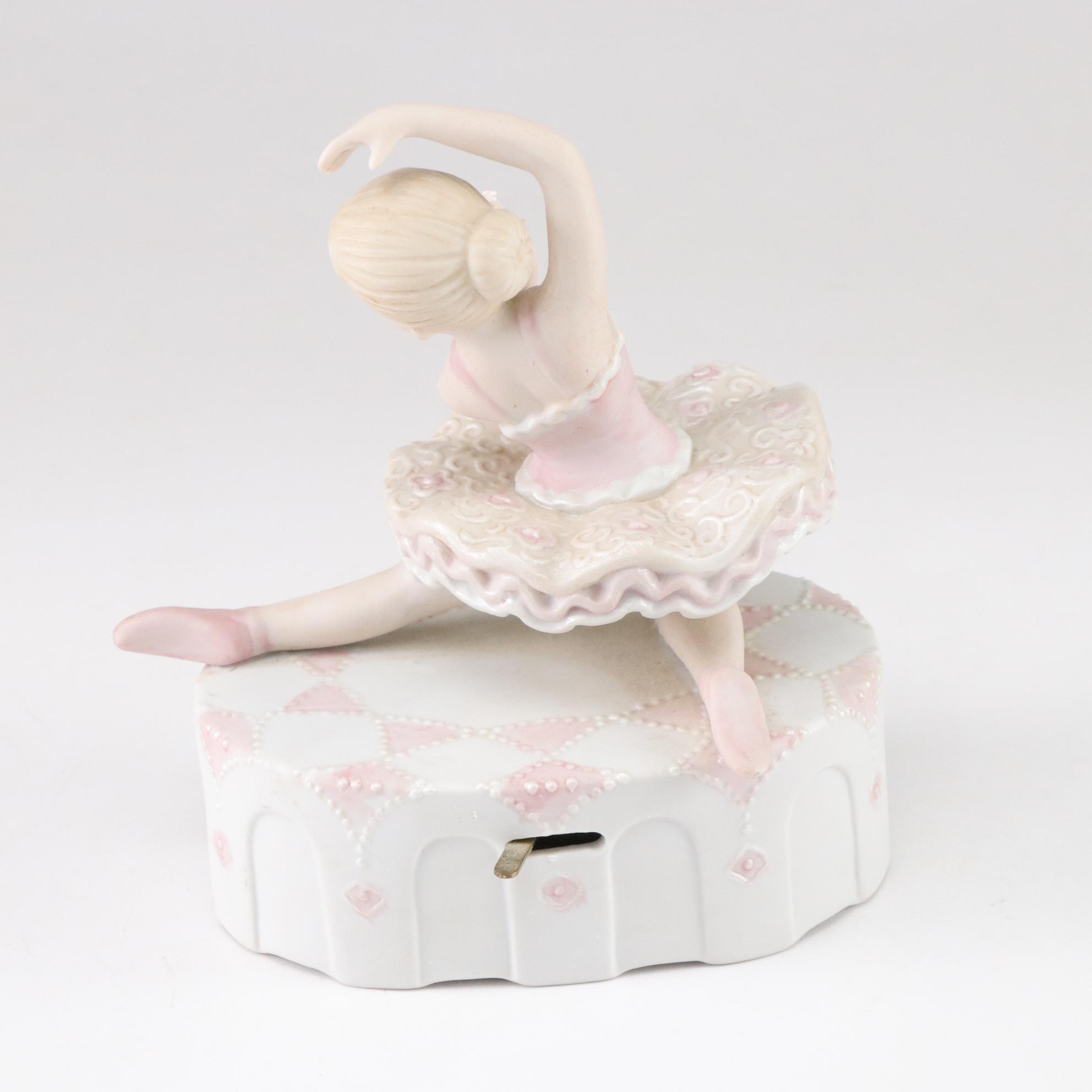 Ronald Van Ruyckevelt "Swan Lake" with Porcelain Ballerina Figurines & Music Box