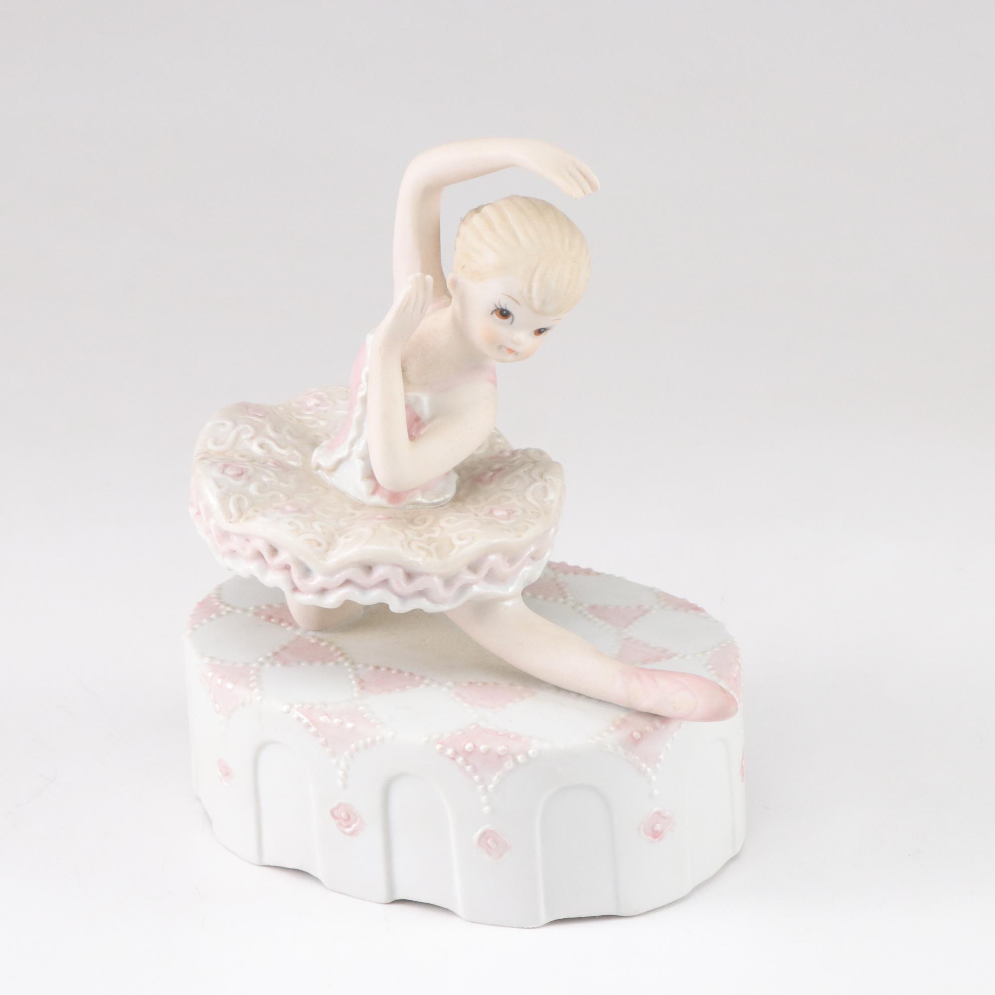 Ronald Van Ruyckevelt "Swan Lake" with Porcelain Ballerina Figurines & Music Box