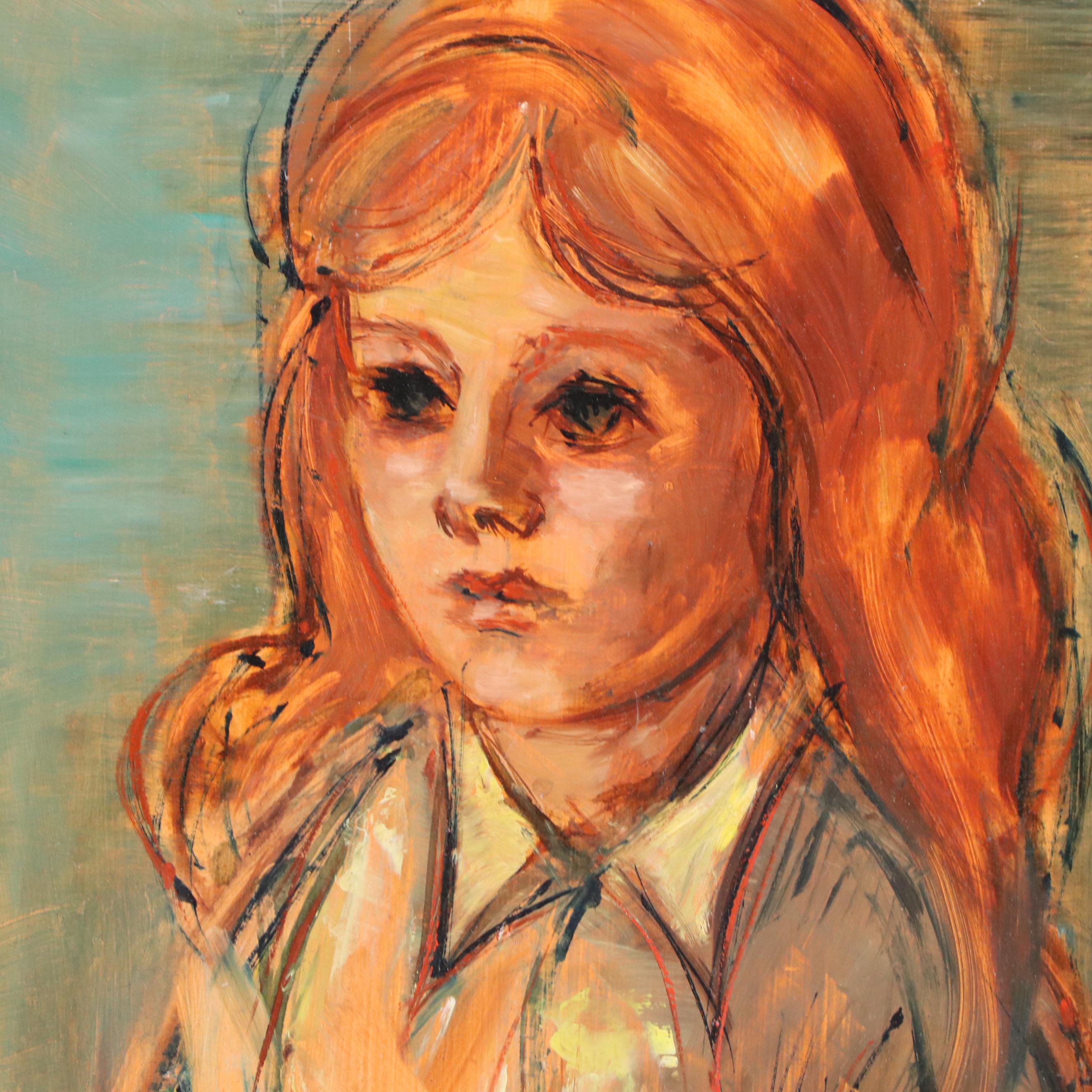 Eunice Katz Portrait Oil Painting of Seated Figure, Mid to Late 20th Century