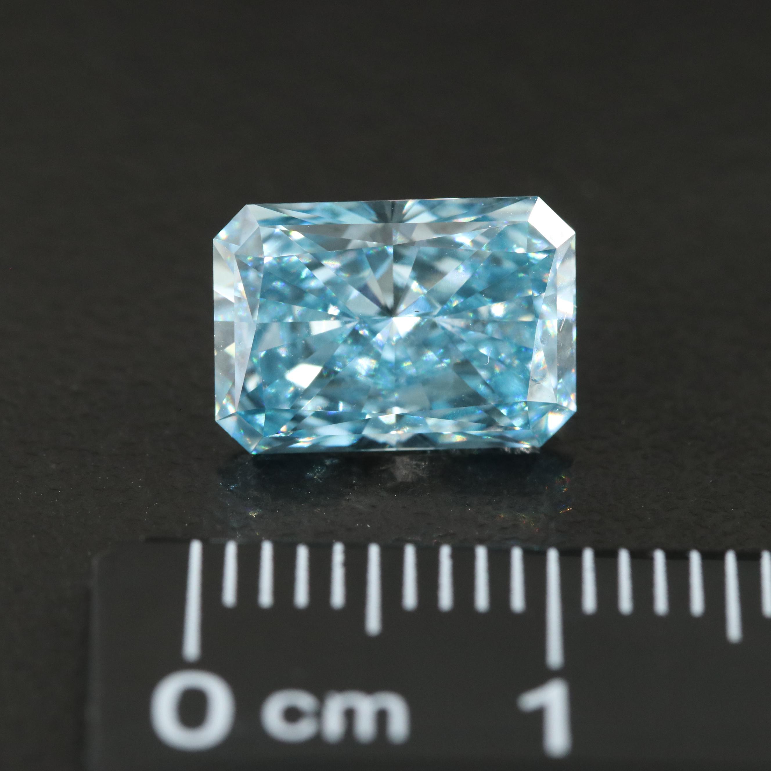 Loose 3.03 CT Lab Grown Fancy Blue Diamond with IGI Report