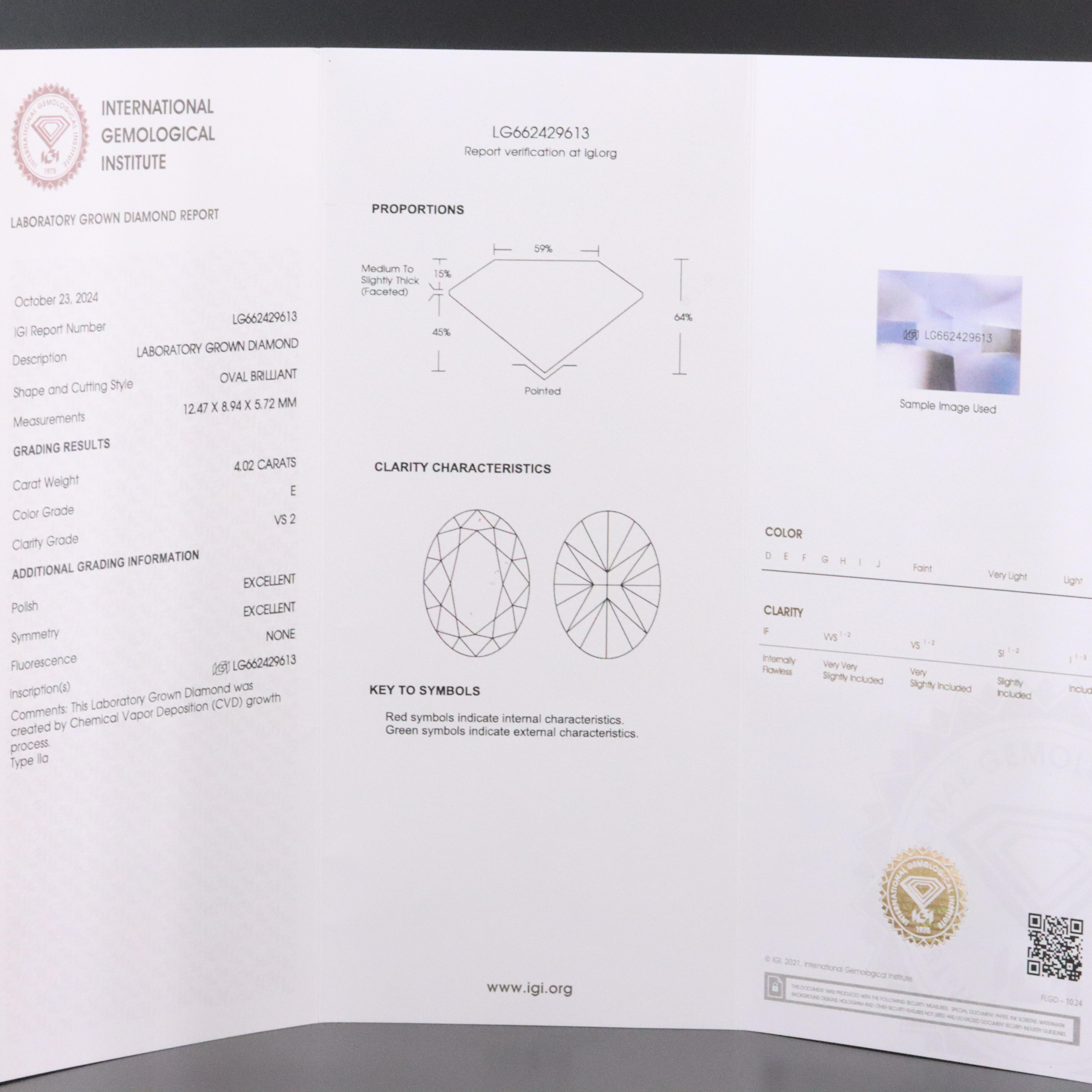 14K 4.90 CTW Lab Grown Diamond Ring with IGI Report