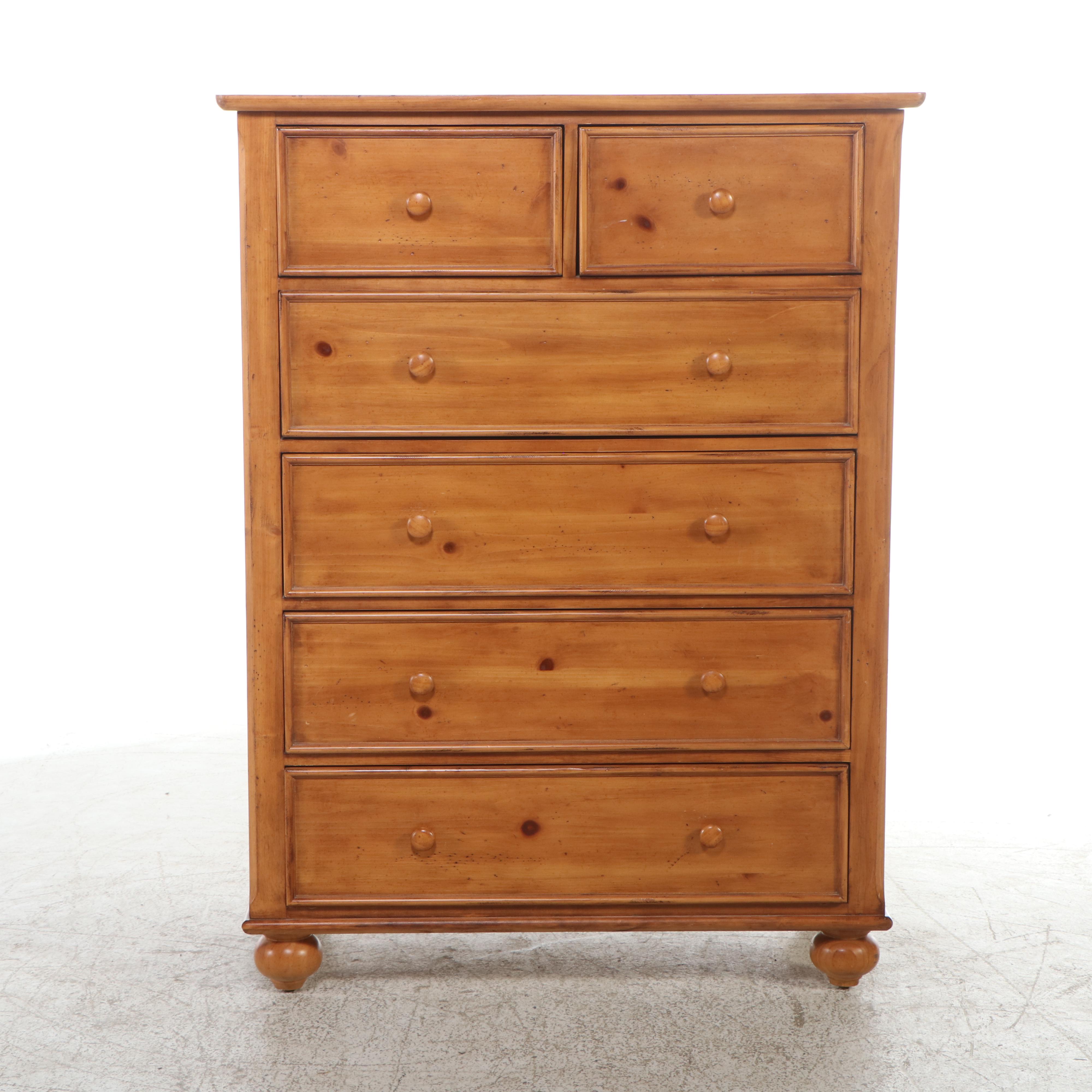 American Signature Pine Tall Chest, Nightstand, and Twin Bed Frame