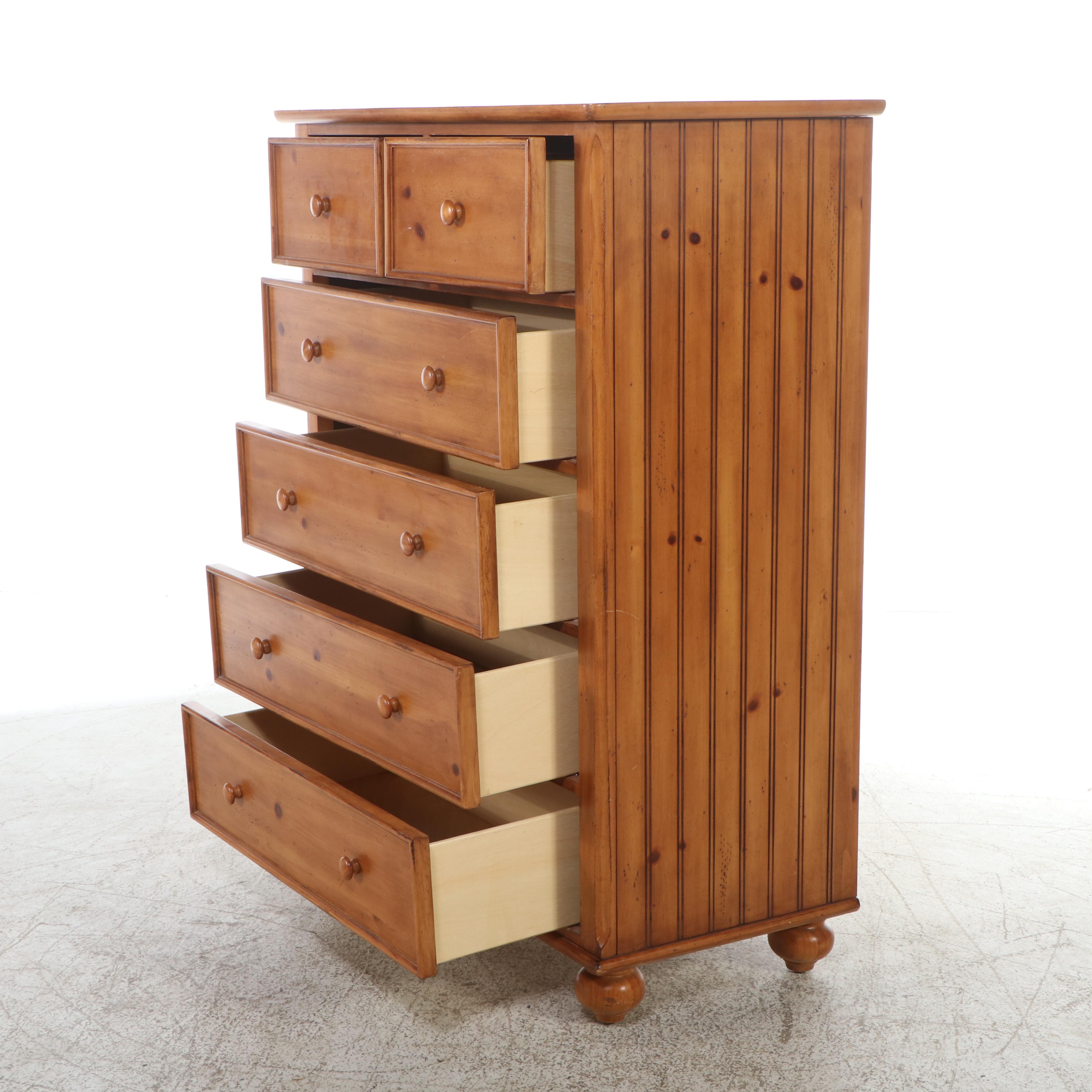 American Signature Pine Tall Chest, Nightstand, and Twin Bed Frame