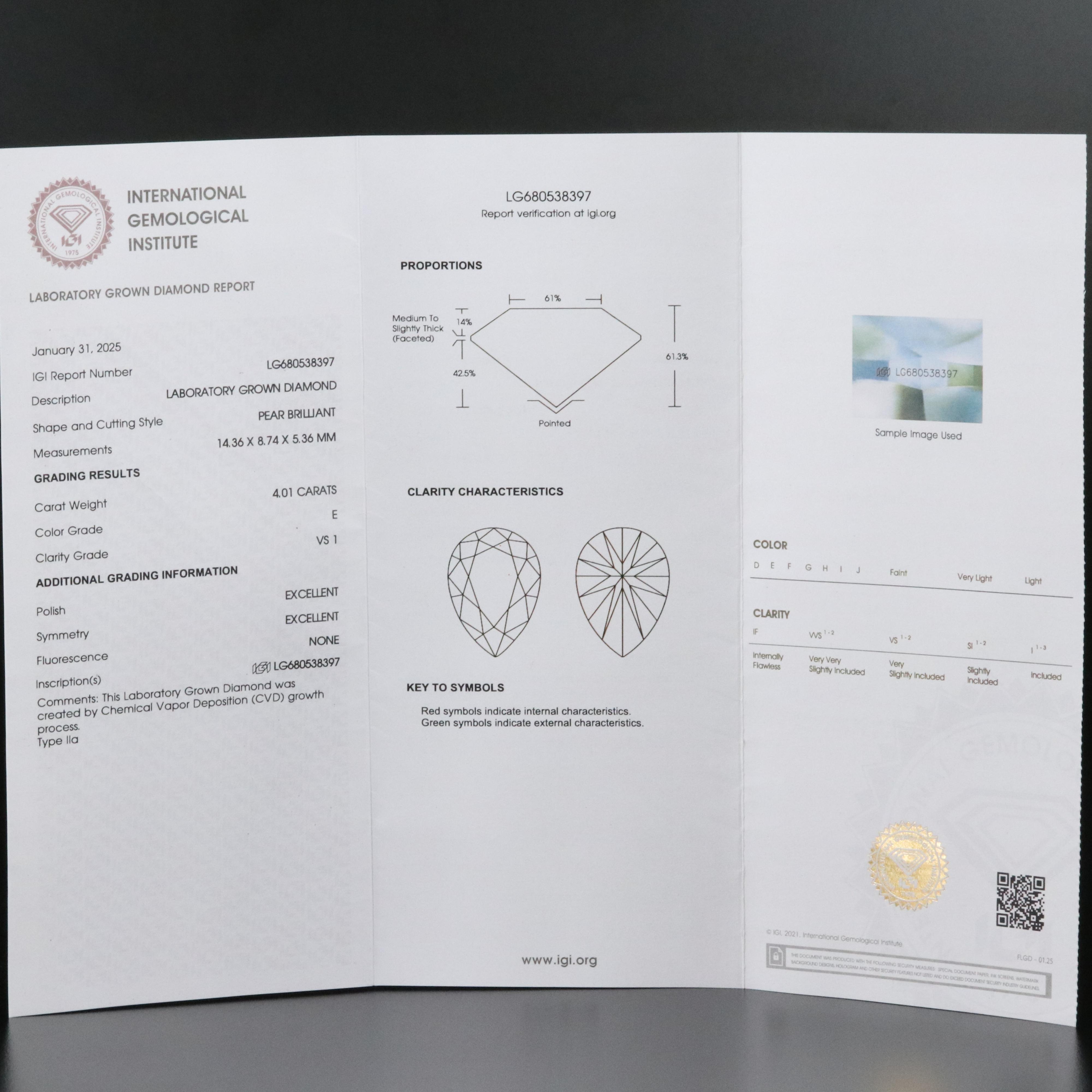 Platinum 4.86 CTW Lab Grown Diamond Ring with IGI Report