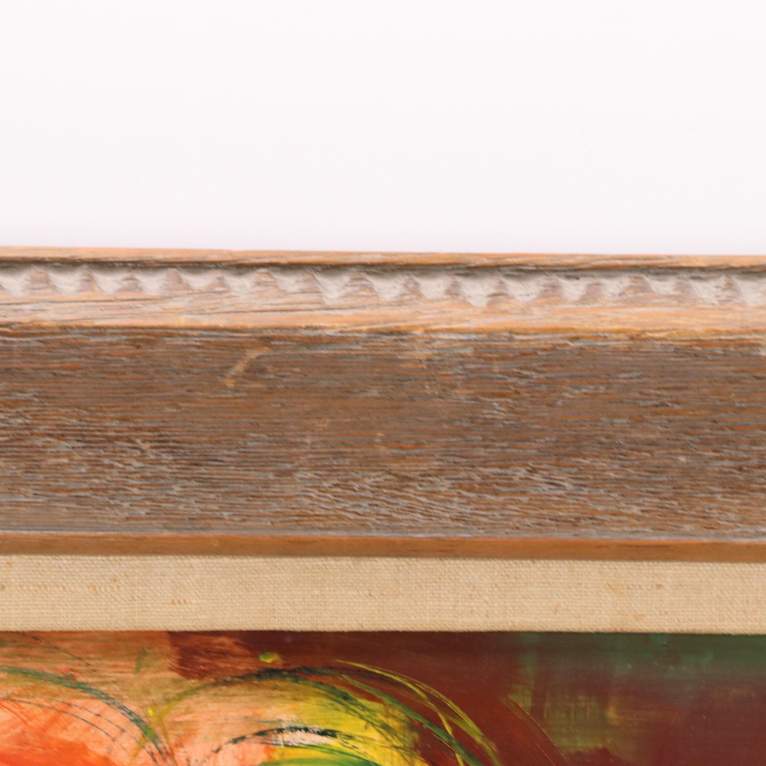 Eunice Katz Modernist Portrait Oil Painting of Clown, Mid to Late 20th Century