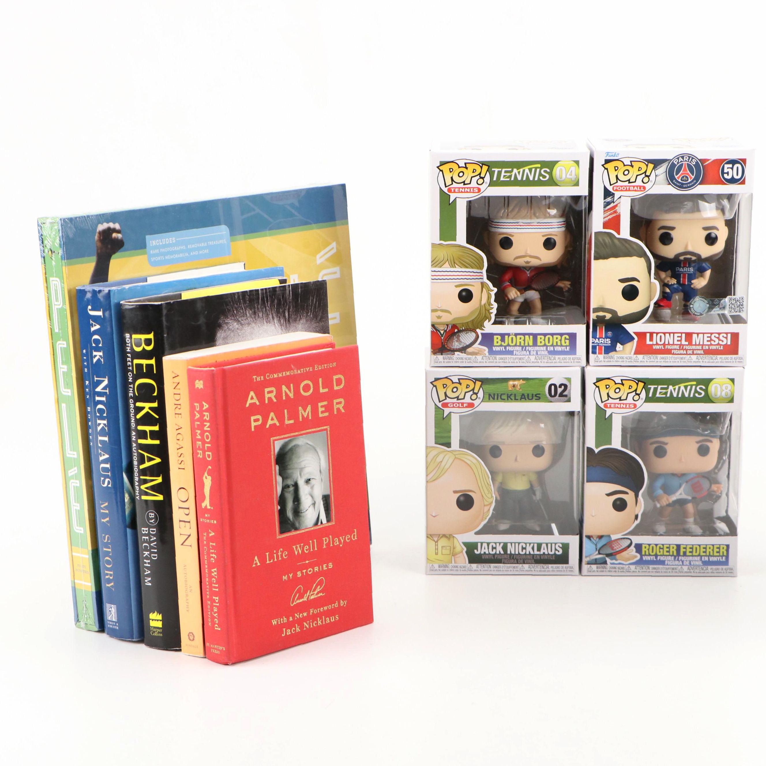 "Lionel Messi," "Jack Nicklaus," and Other Funko Pop! Figures and Sport Books