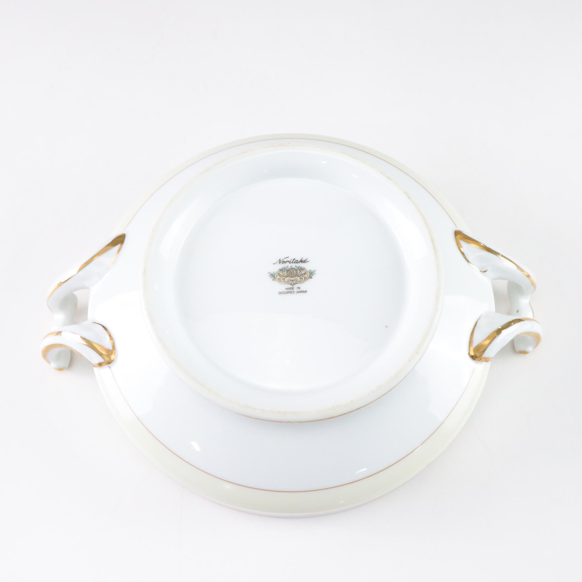 Noritake Gilt-Rimmed Sugar & Creamer with Other Dinnerware