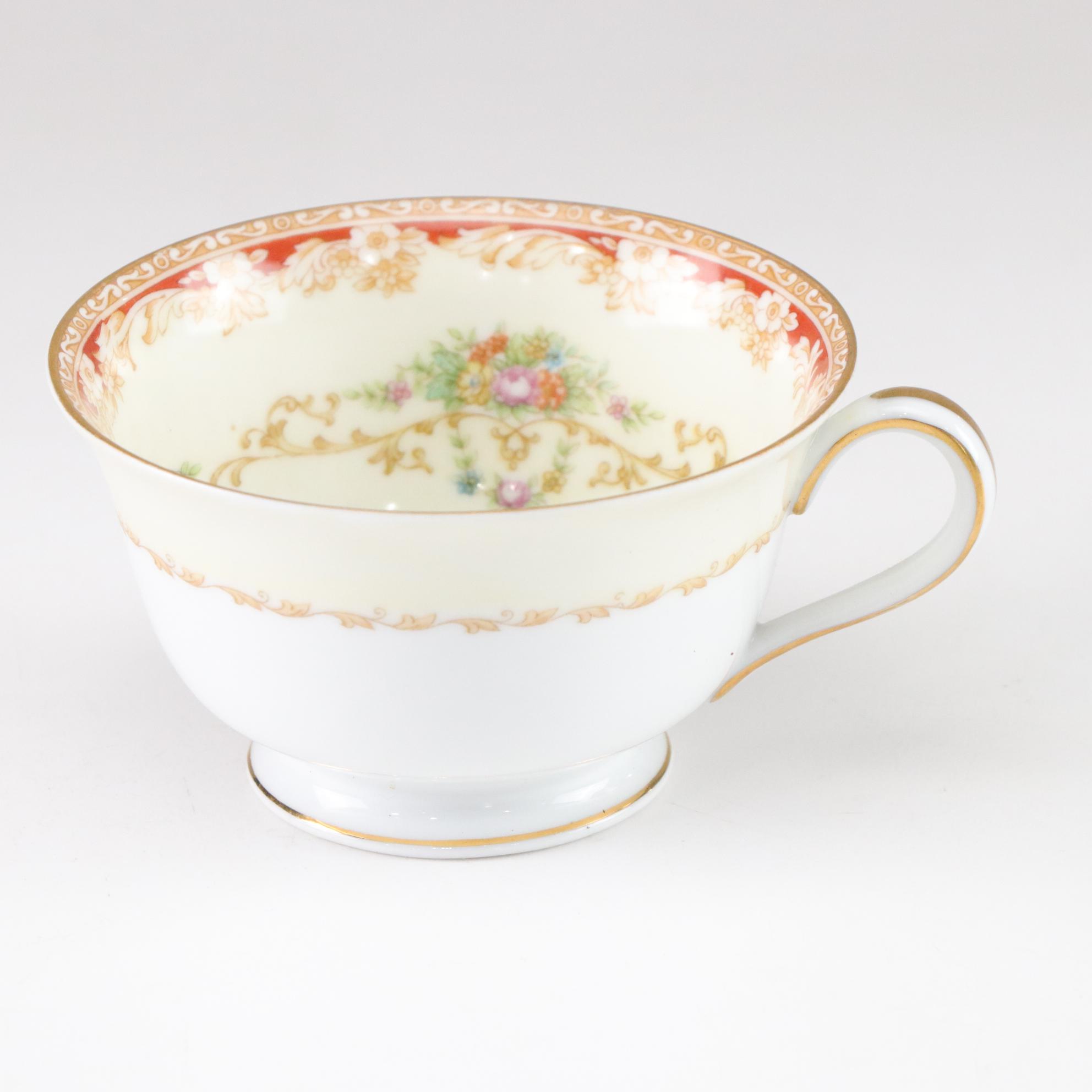 Noritake Gilt-Rimmed Sugar & Creamer with Other Dinnerware