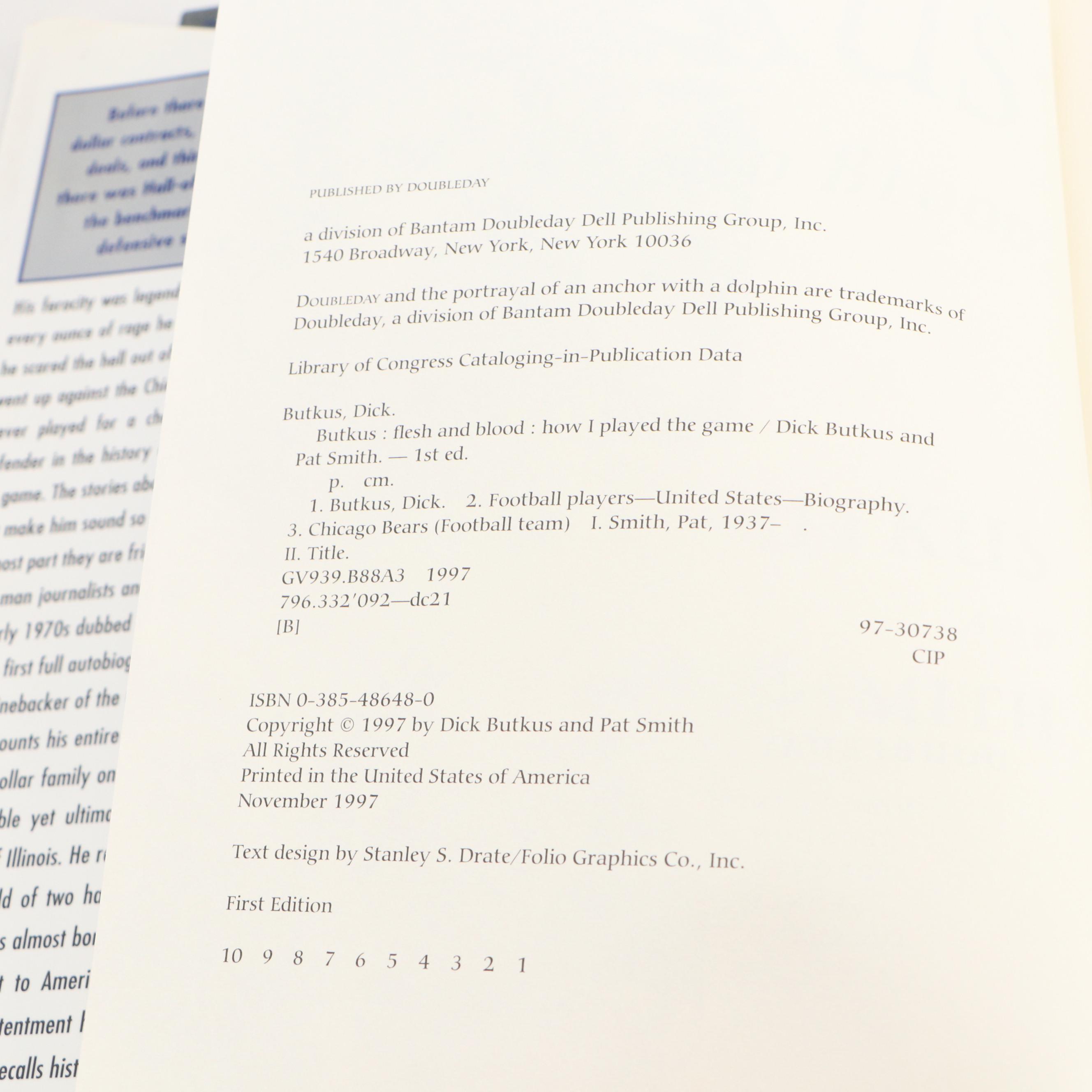 First Edition "Butkus: Flesh and Blood" by Butkus and Smith with More Books