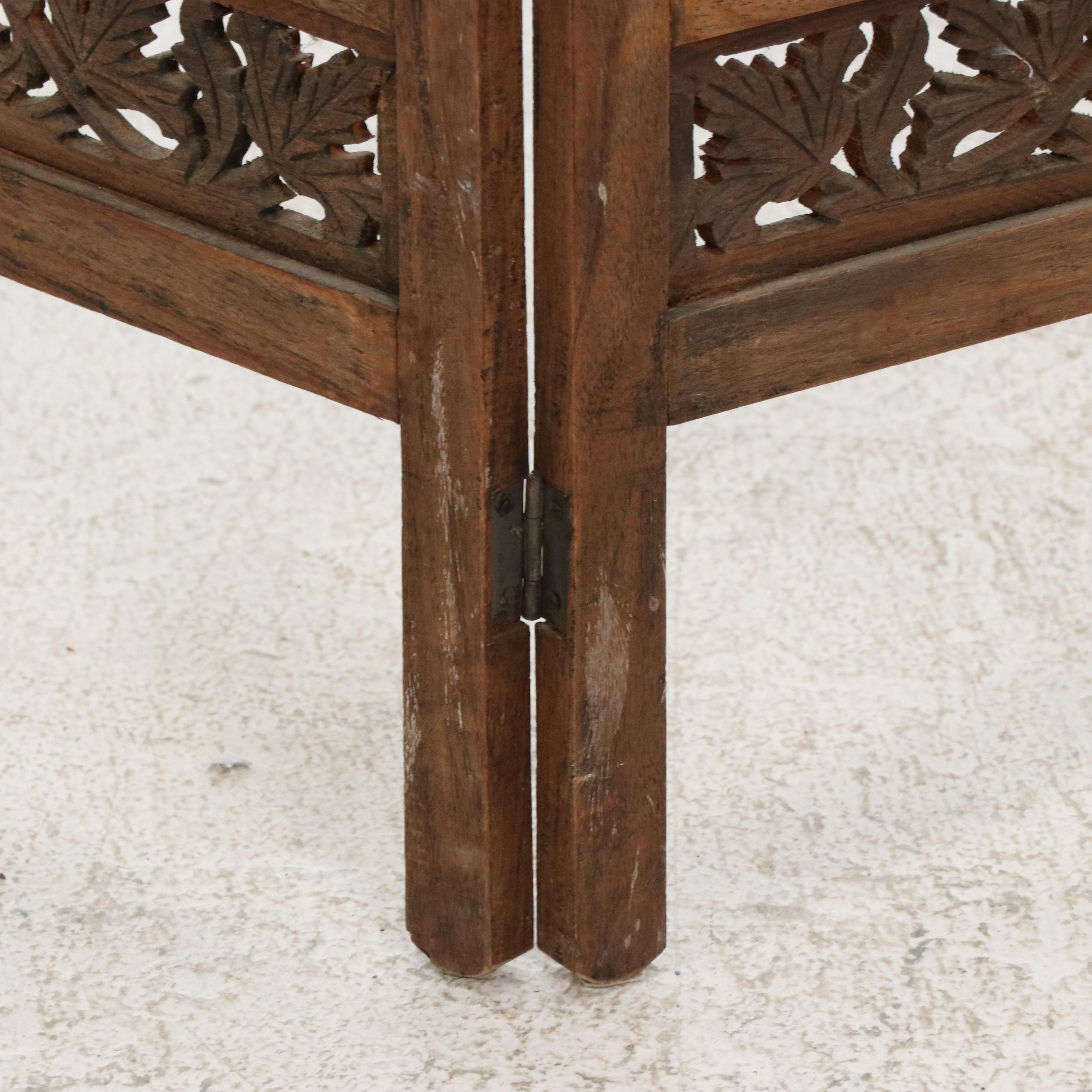 Southeast Asian Hand-Carved Teak Wood Room Screen